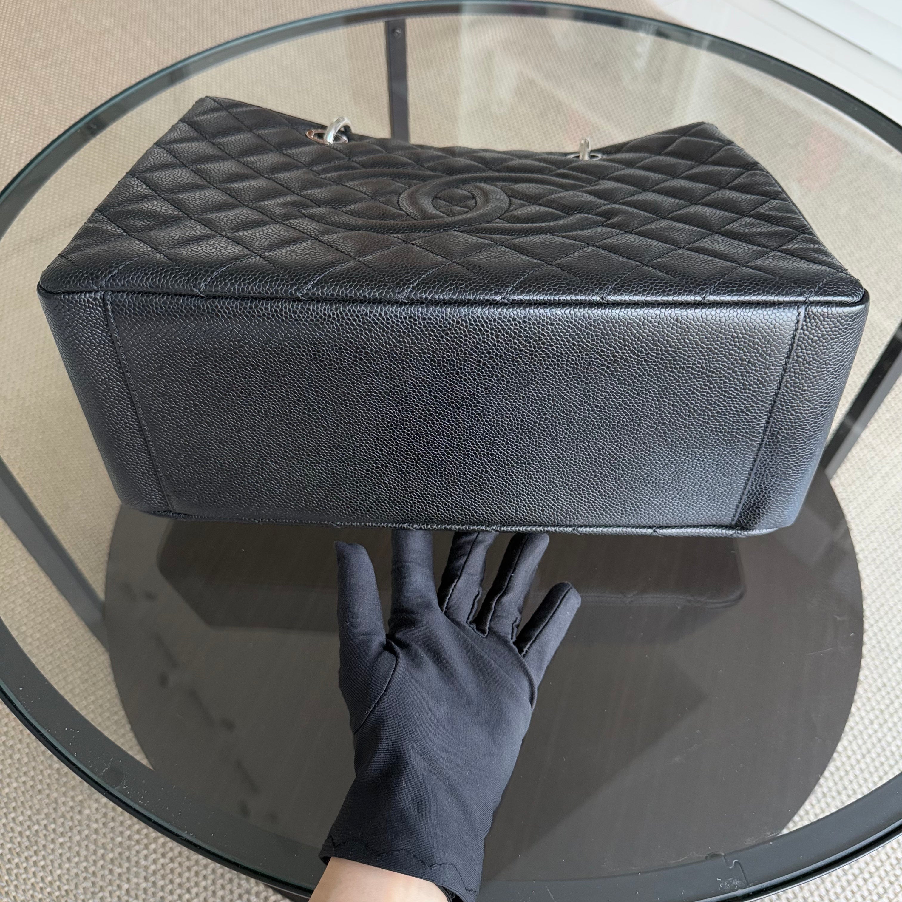 Chanel GST Grand Shopping Tote - Caviar Quilted Black Silver Hardware Series 18