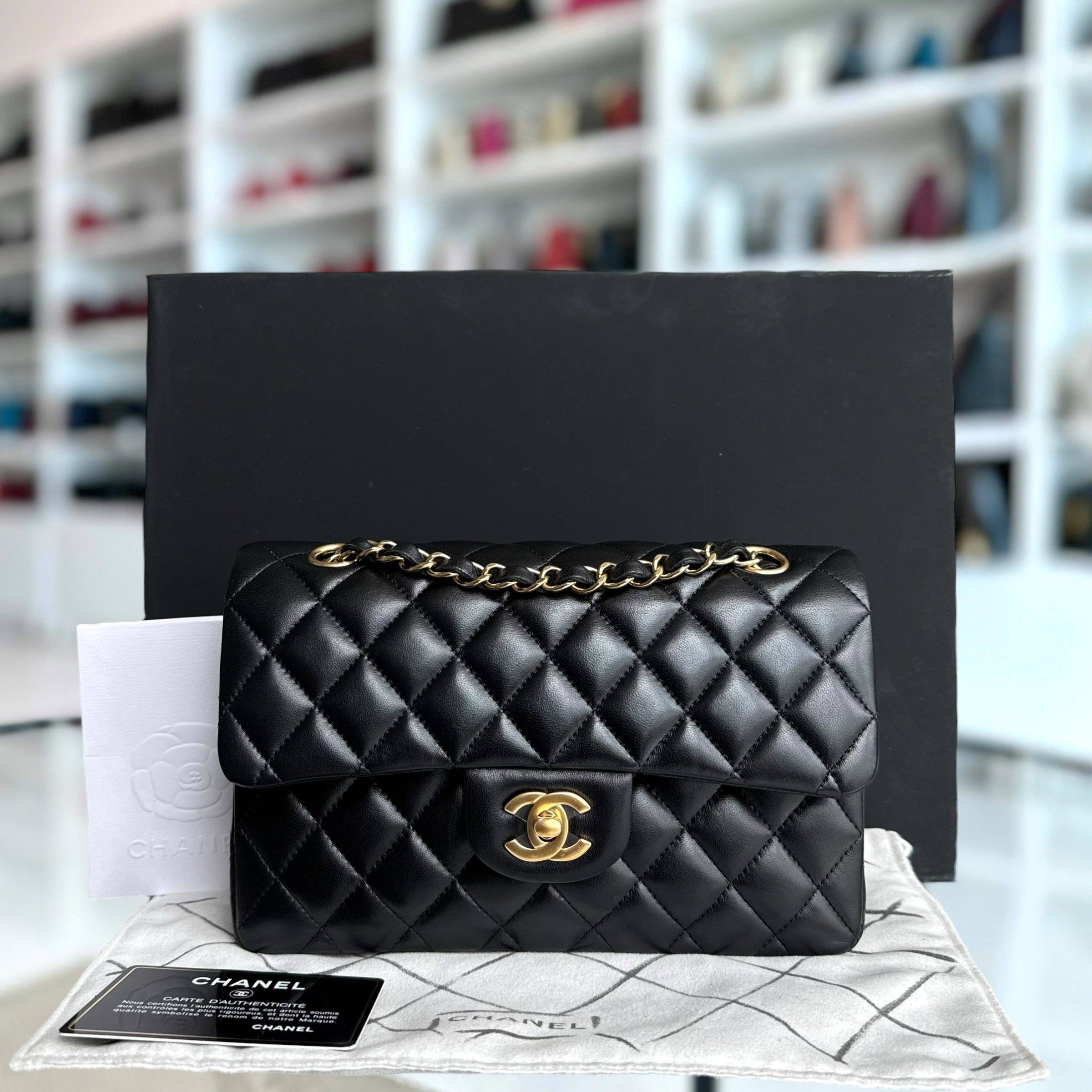 Chanel Classic Flap Small - 23CM Quilted Lambskin Black Gold Hardware Series 26