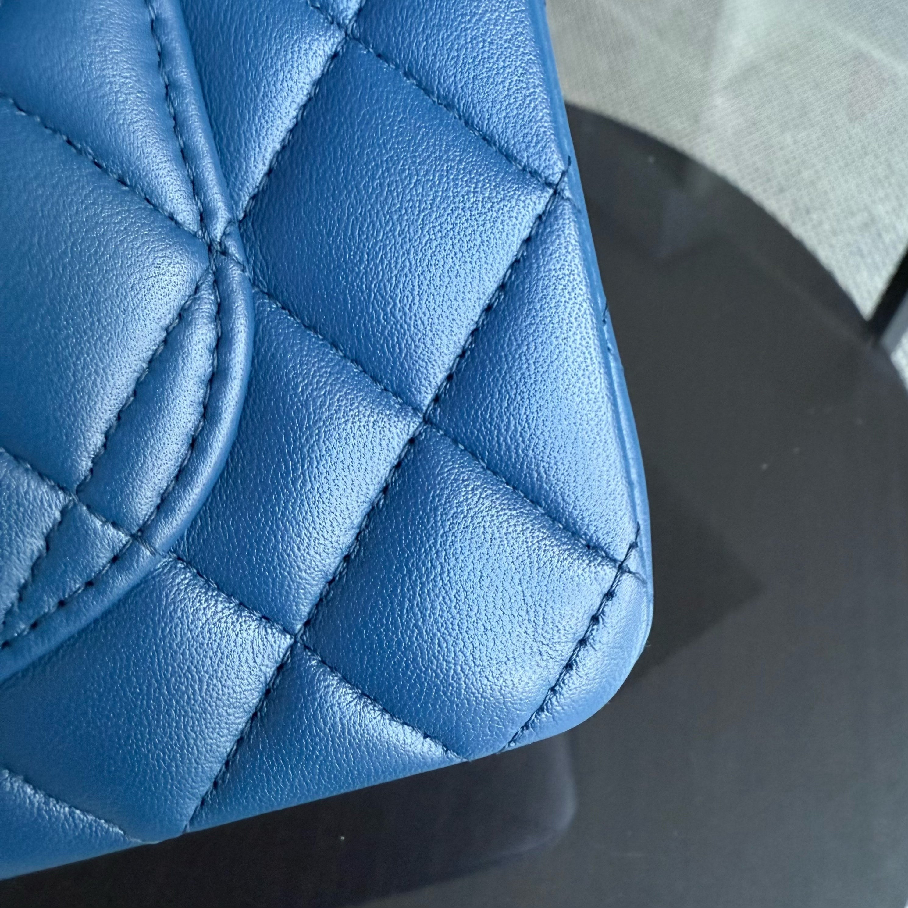Chanel Classic Flap Small - 23CM Quilted Lambskin Blue Gold Hardware Series 25