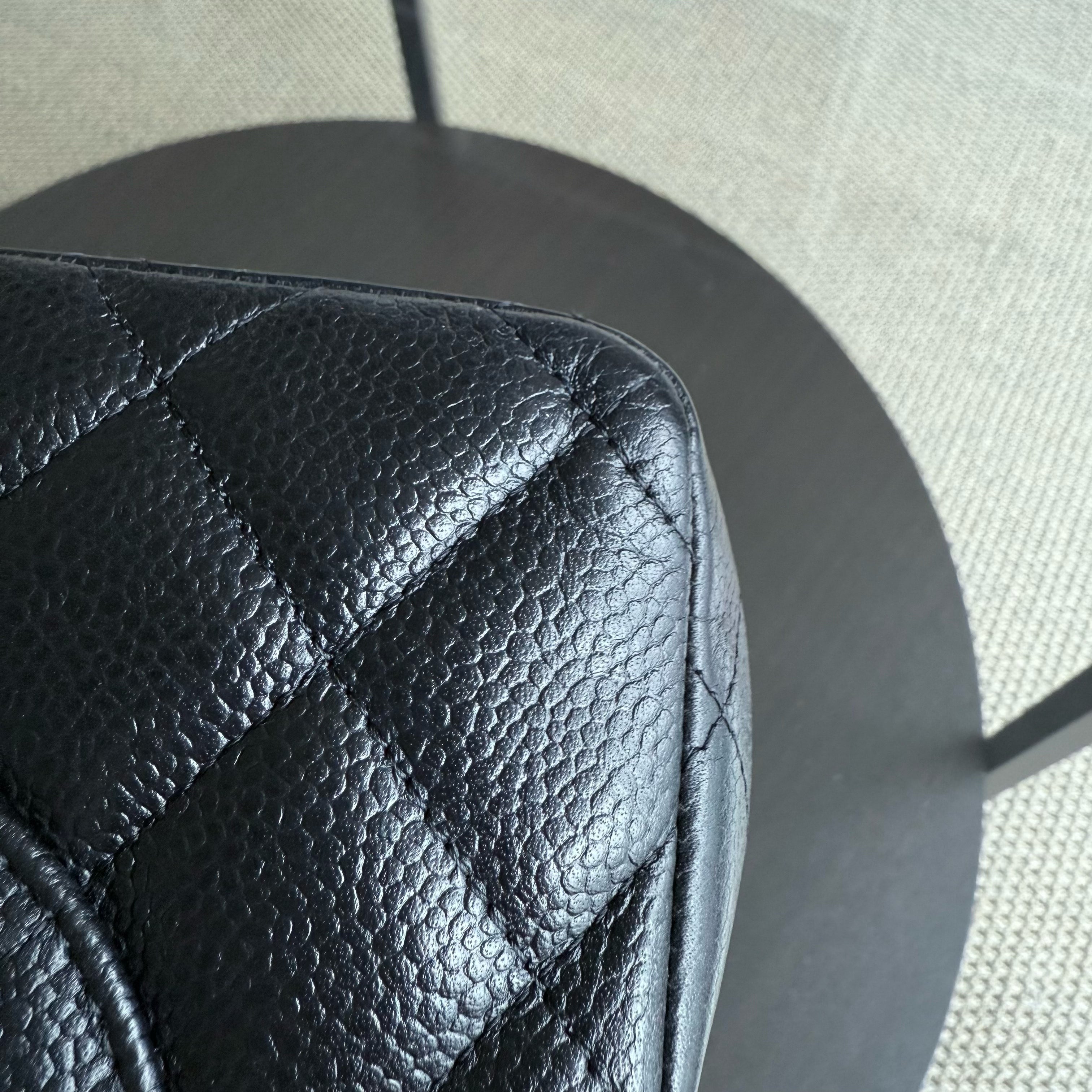 Chanel Classic Flap Jumbo - Caviar 30CM Double Flap Quilted Black Silver Hardware Series 18