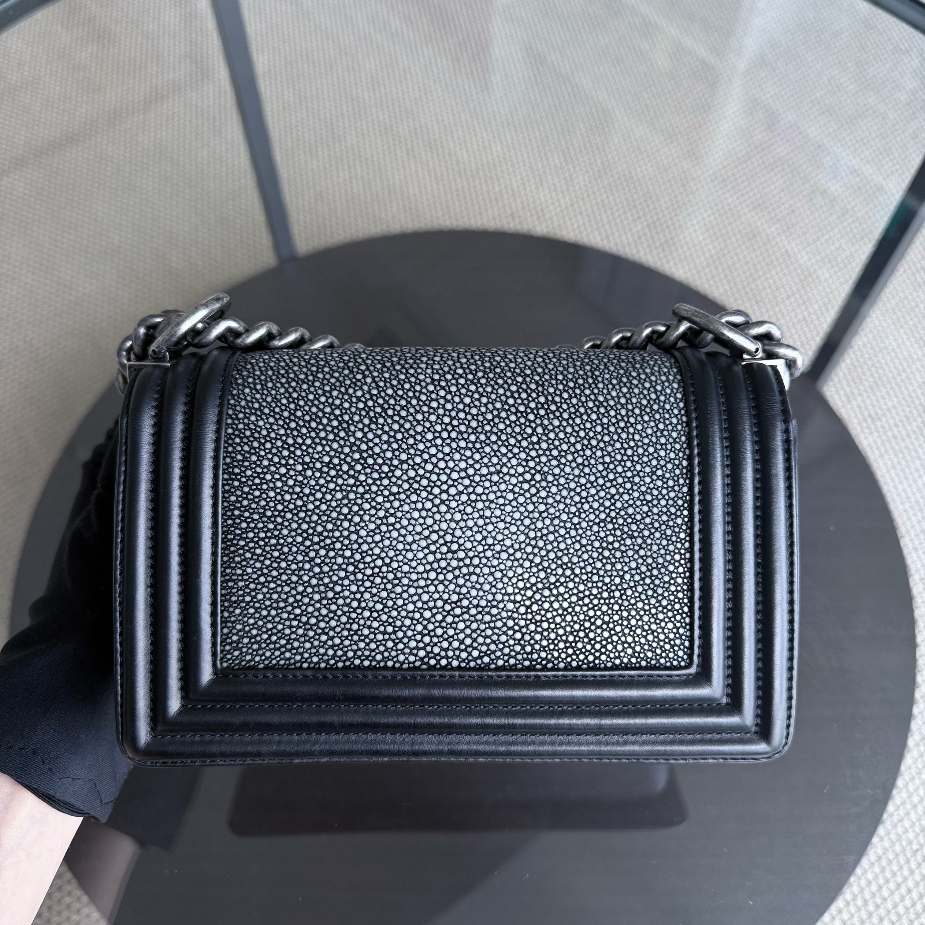 Chanel Boy Small Exotic Limited Edition - Stingray Black Ruthenium Silver Hardware Series 18