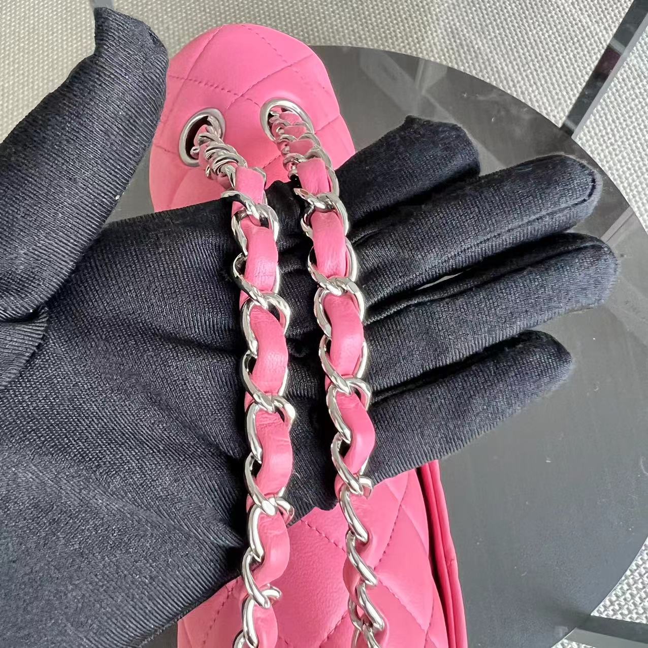 Quilted Lambskin Sakura Pink Silver Hardware Series 16