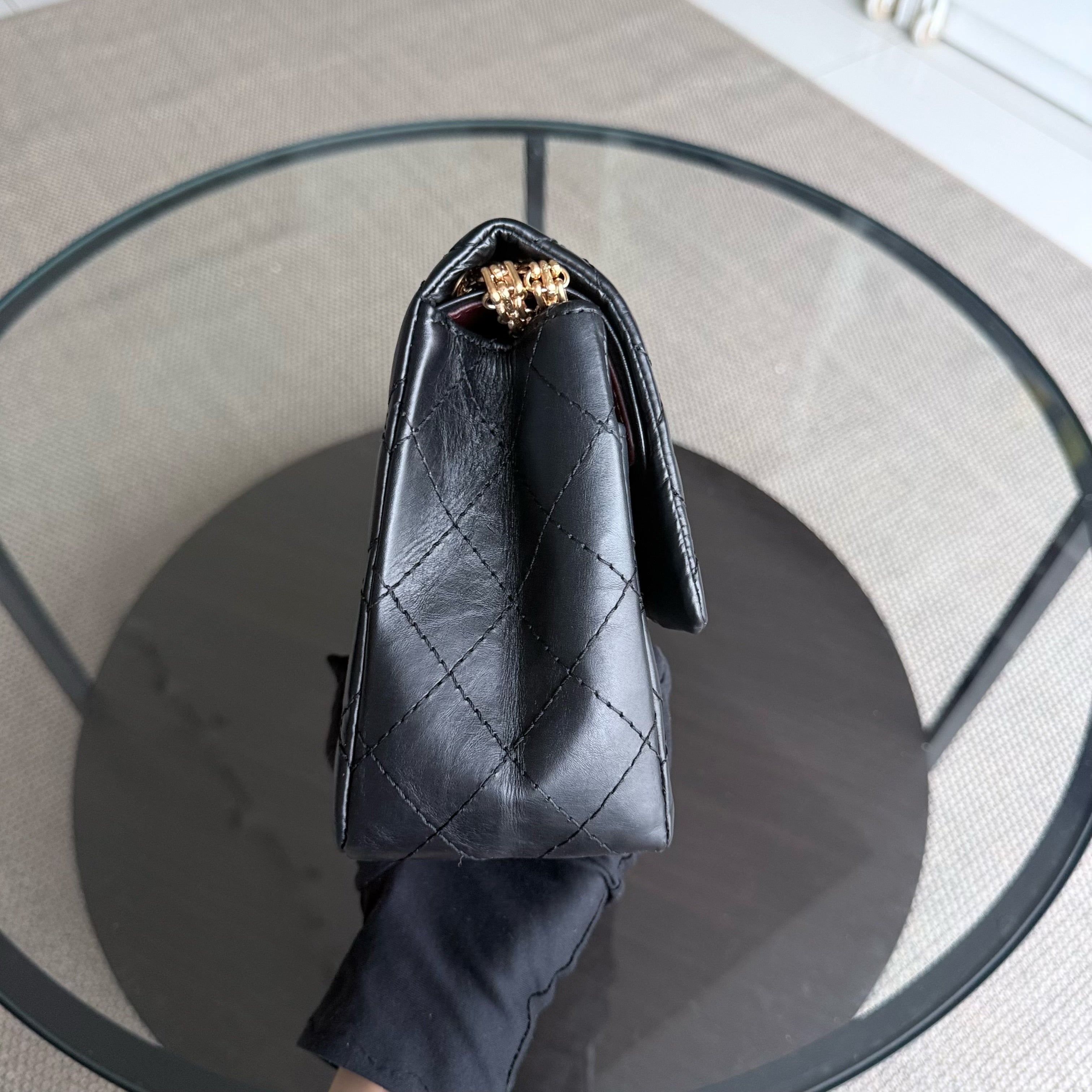 Chanel 2.55 Reissue 226 - 28CM Quilted Aged Calfskin Black Gold Hardware Series 14