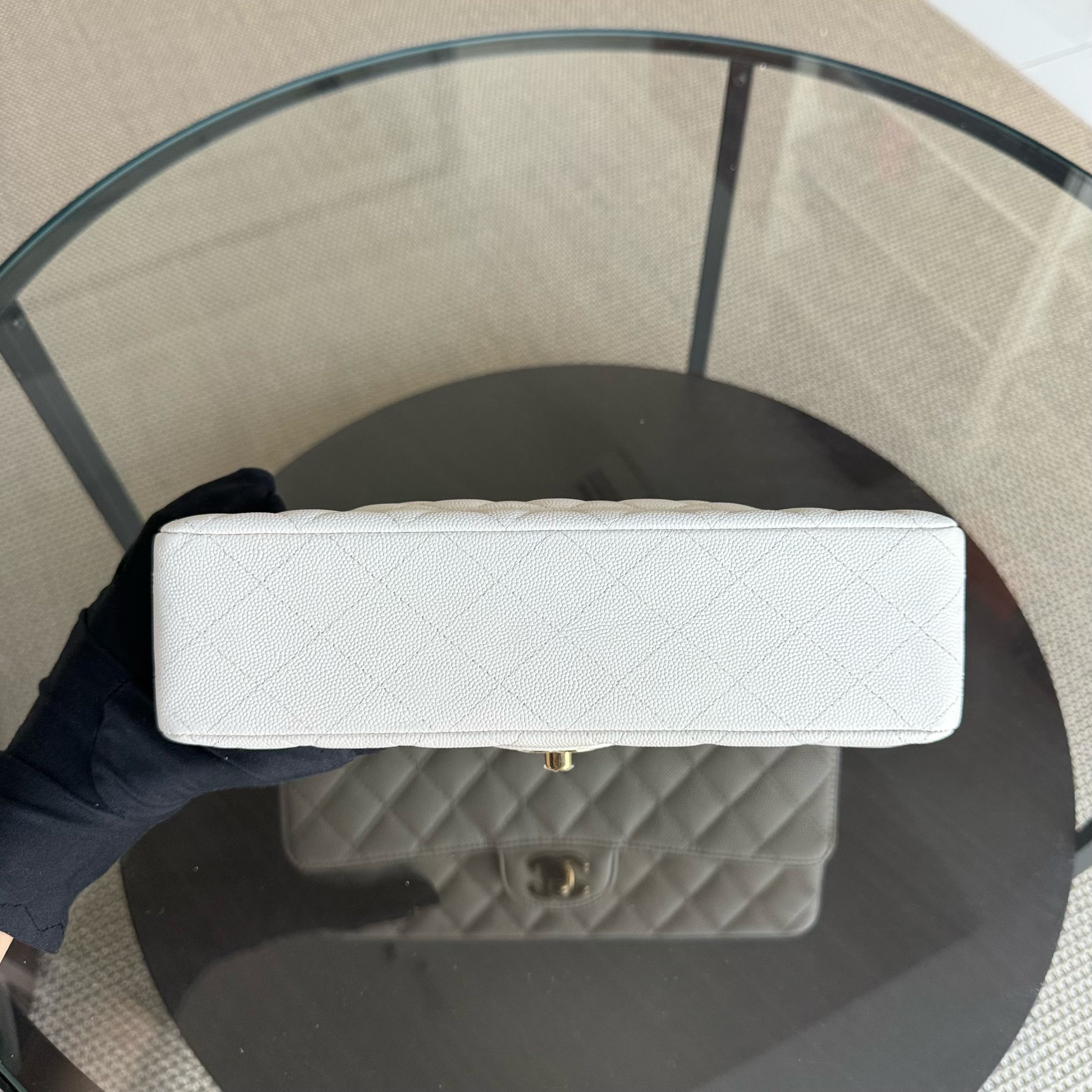 Chanel Classic Flap Medium - Caviar Quilted Grained Calfskin White Gold Hardware Series 23