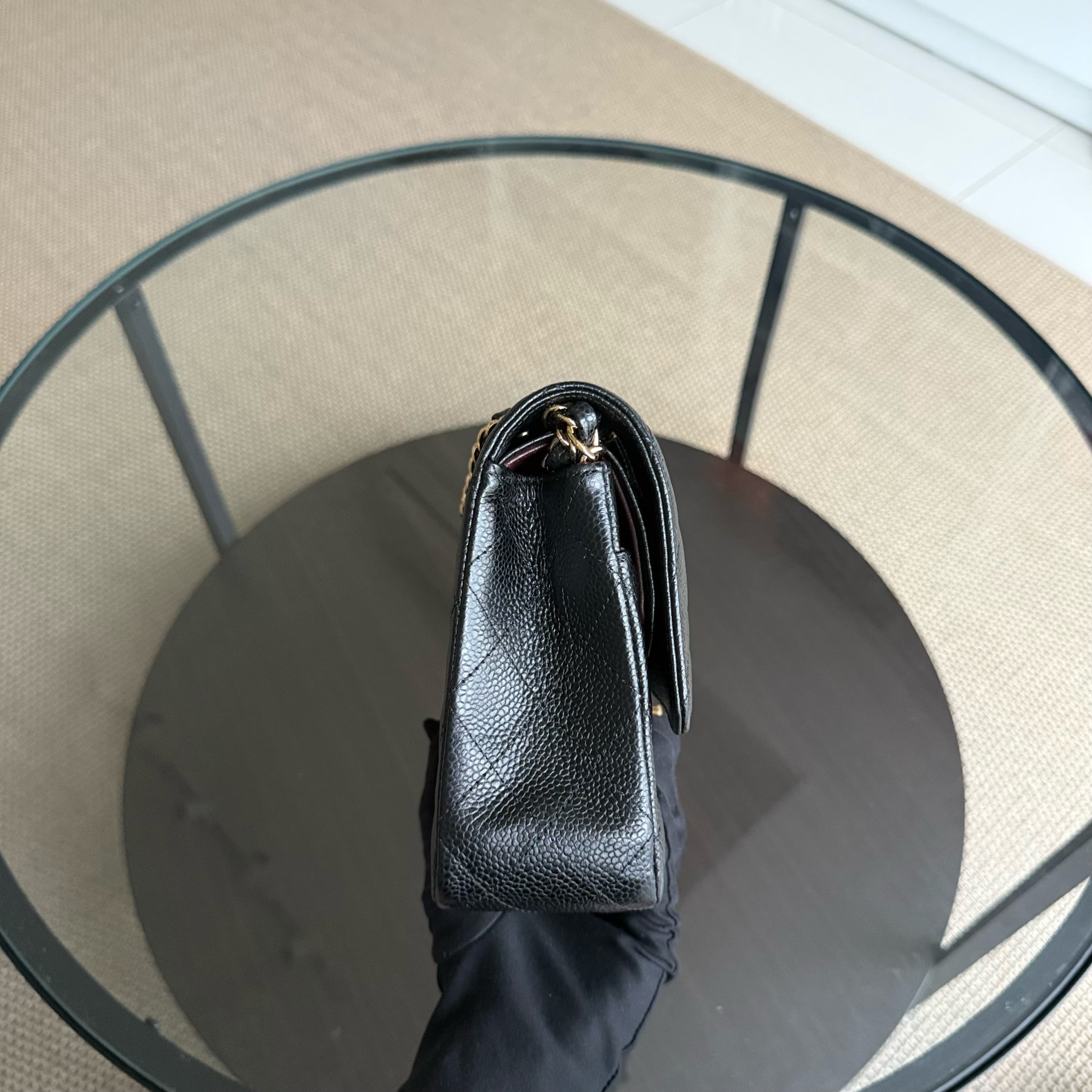 Chanel Classic Flap Medium - Caviar 25CM Quilted Grained Calfskin Black Gold Hardware Series 26