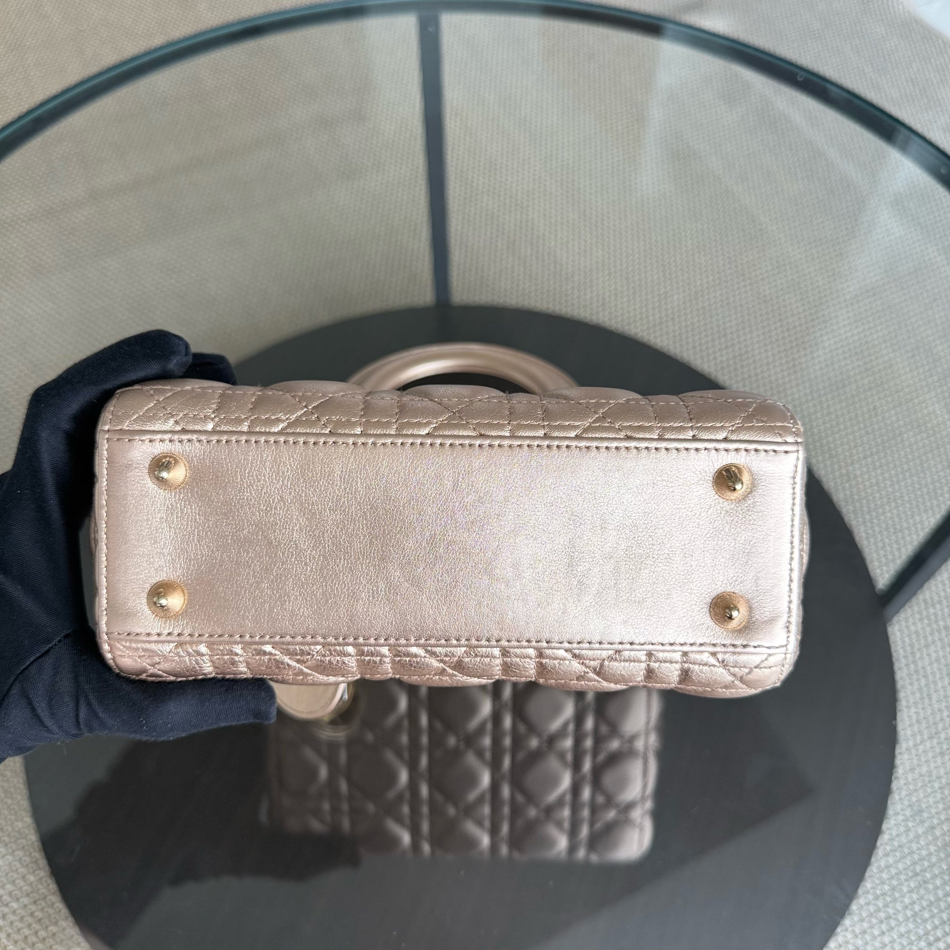 Dior Lady Small ABC - Cannage Lambskin MyABC Metallic Rose Gold Hardware