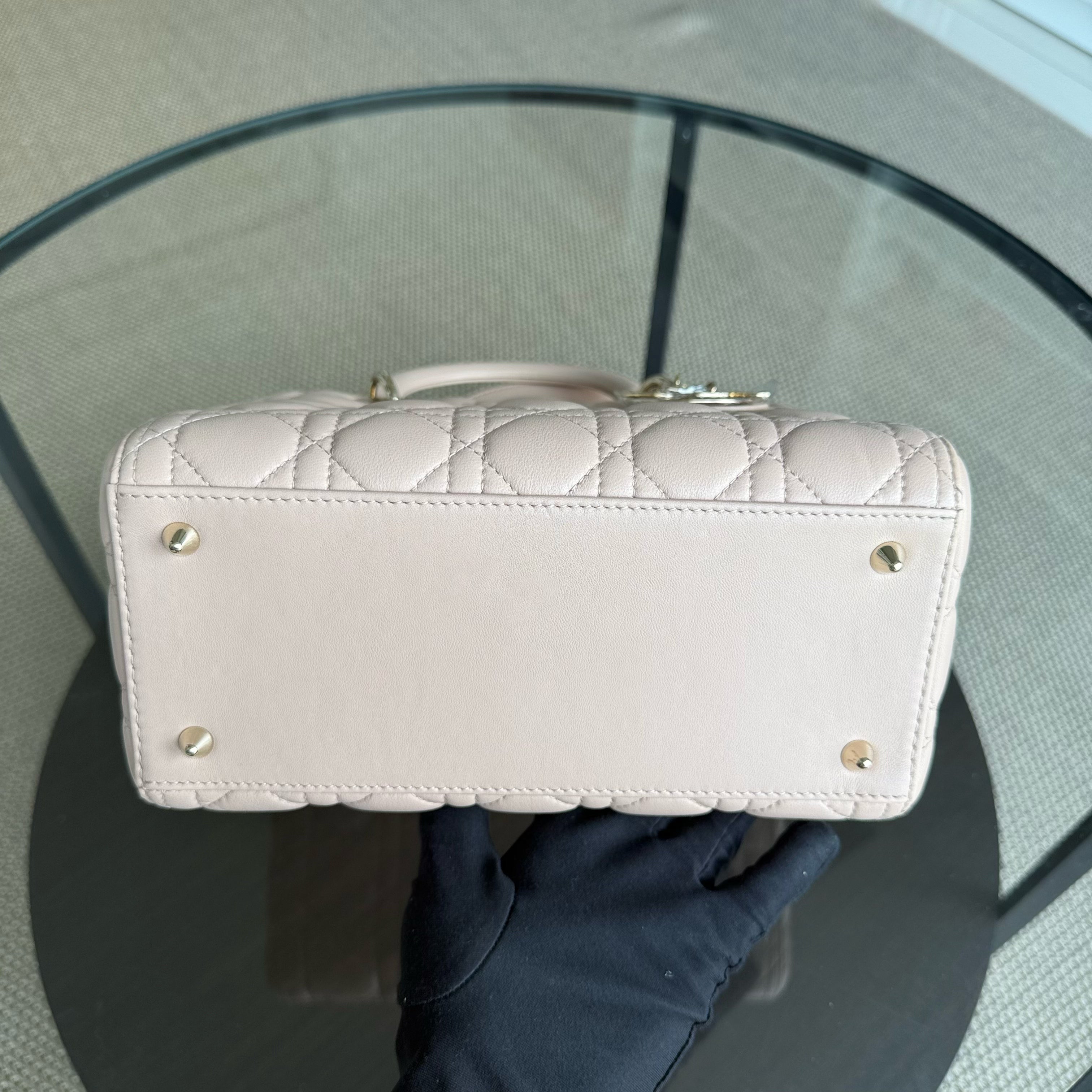 Dior Lady Medium - Cannage Lambskin Light Beige Blush Gold Hardware