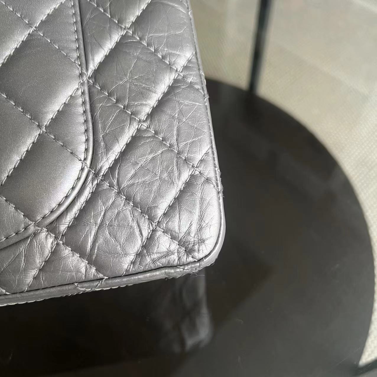 Chanel 2.55 Reissue 226 - Grained Calfskin Metallic Grey Gray Silver Ruthenium Hardware Series 14