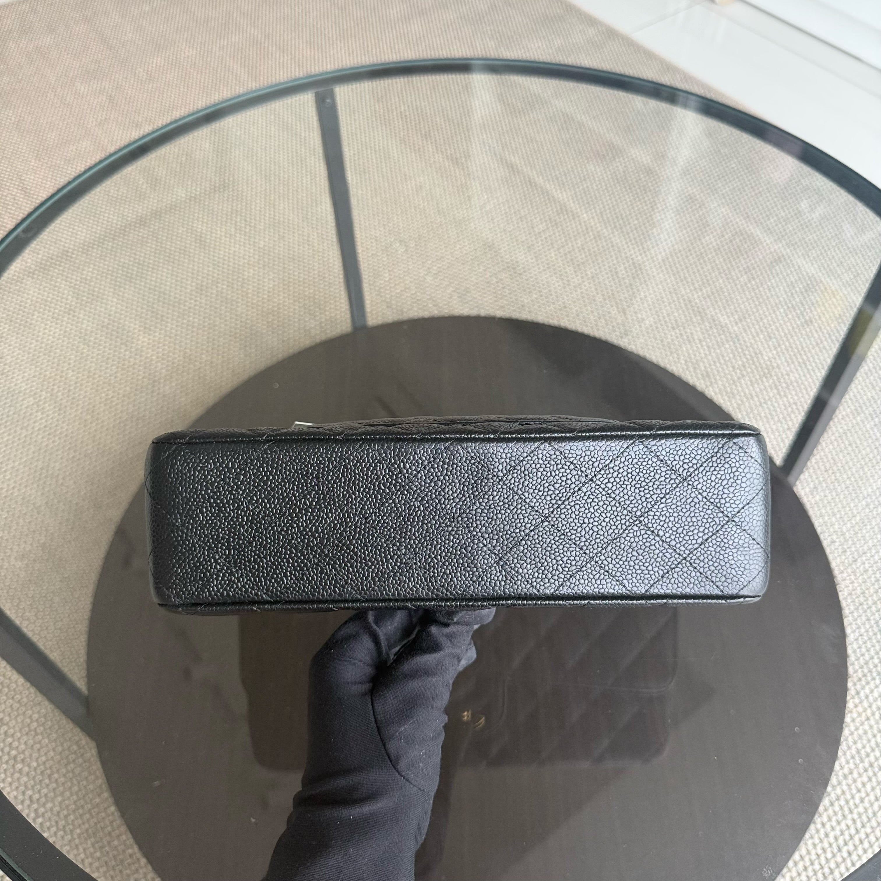 Chanel Classic Flap Medium - Caviar 25CM Quilted Double Flap Black Gold Hardware Series 12