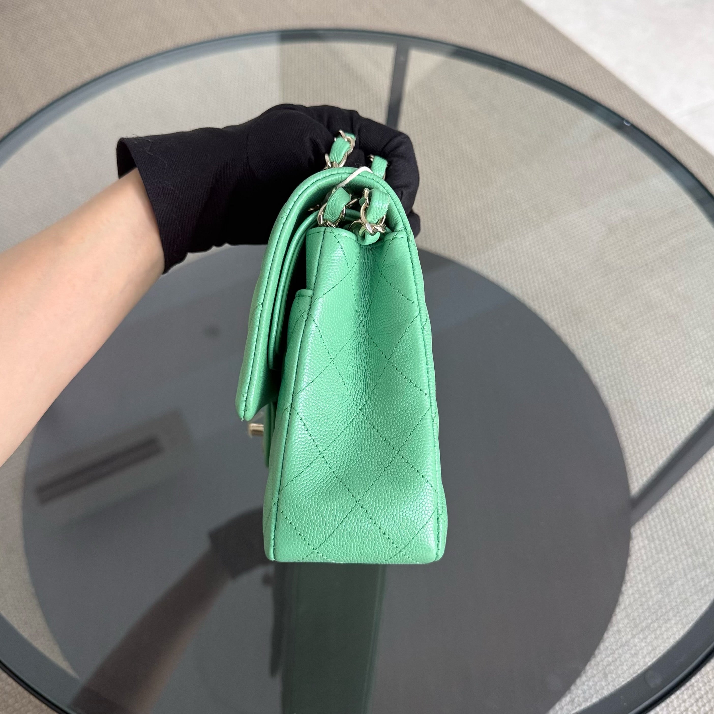 Chanel Classic Flap Medium - 25CM Quilted Caviar Green Gold Hardware Series 31