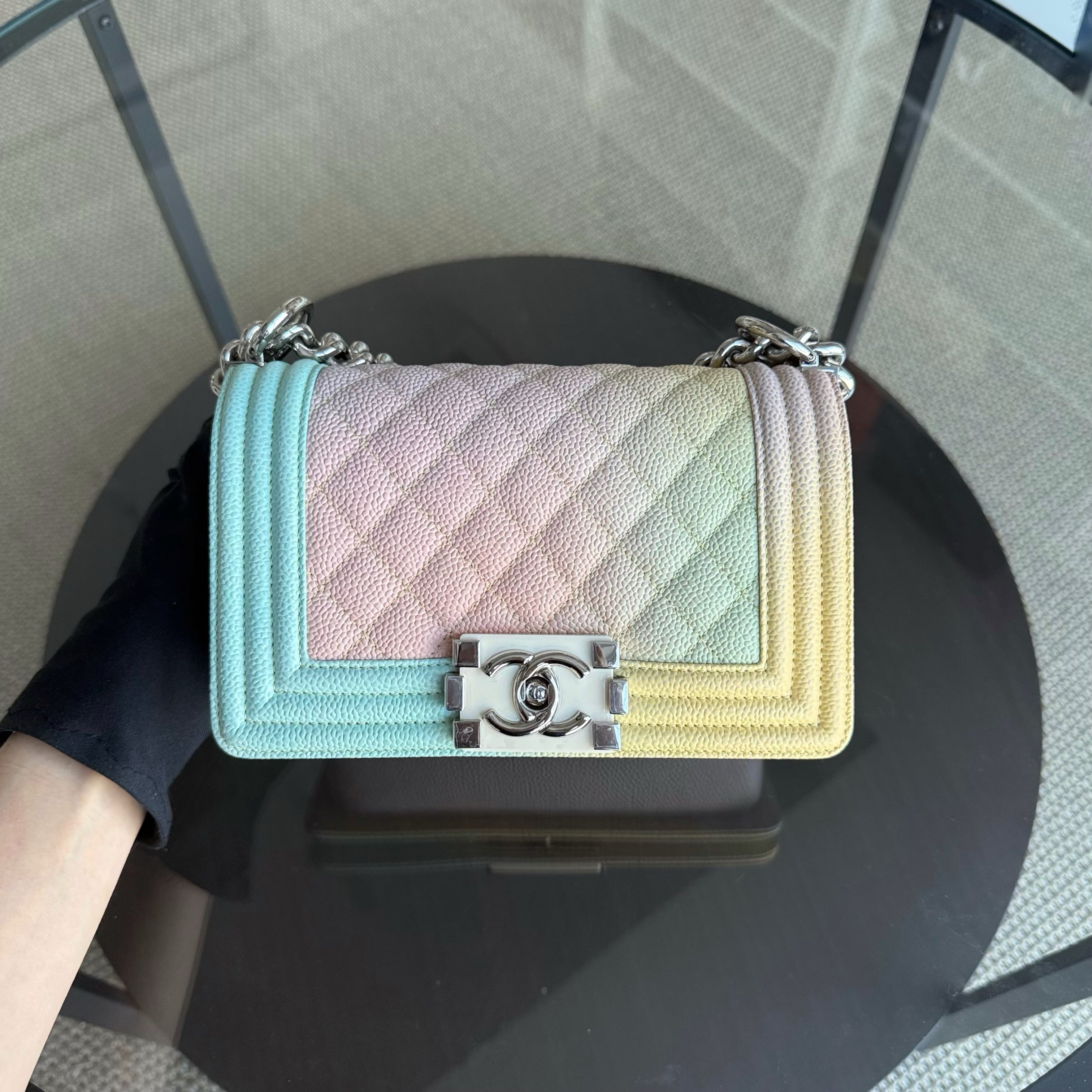 Chanel Boy Small Limited Edition - Caviar Quilted Grained Calfskin Rainbow Silver Hardware Series 25