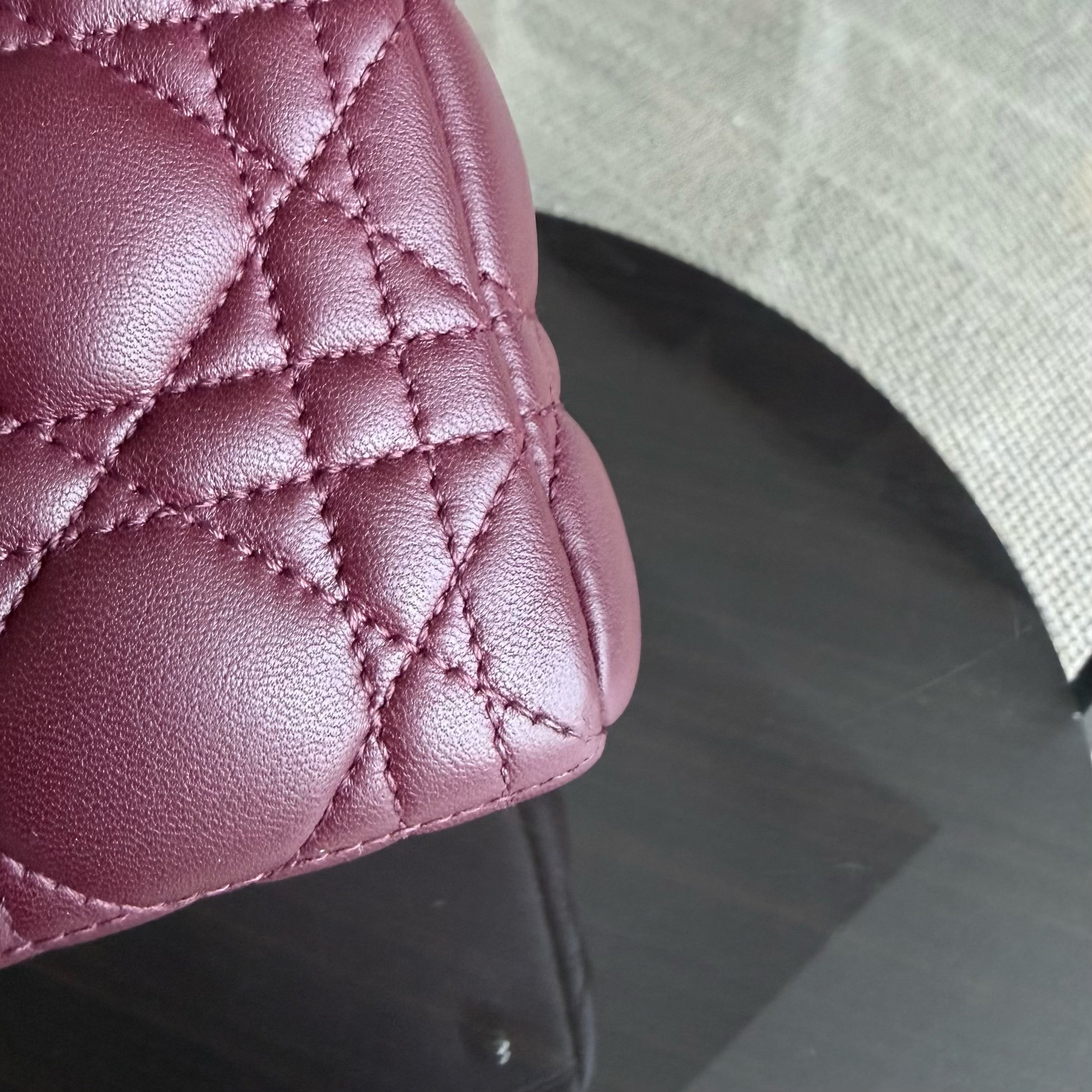 Dior Lady Medium - Cannage Lambskin Burgundy Silver Hardware