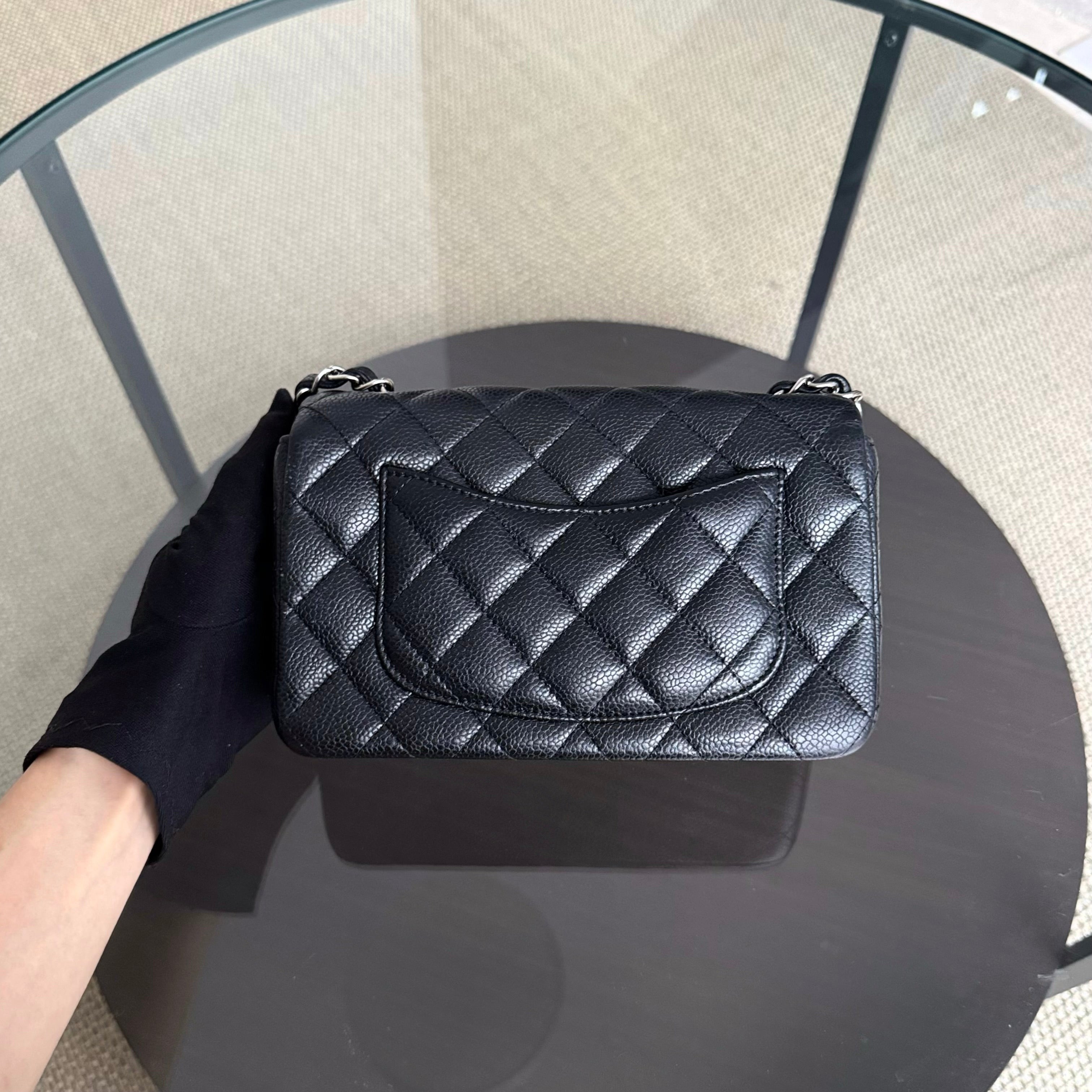 Chanel Caviar Mini Rectangle Classic Flap - 20CM Quilted Black Silver Hardware Series 20