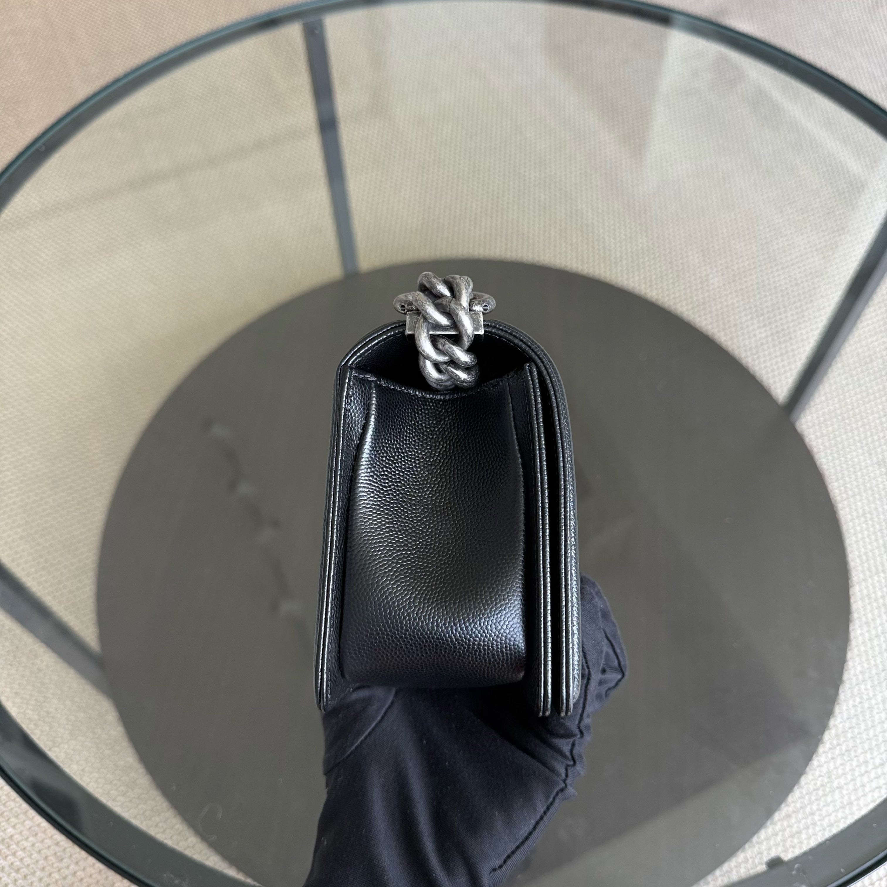 Chanel Boy Small - Caviar 20CM Quilted Black Ruthenium Silver Hardware Series 25
