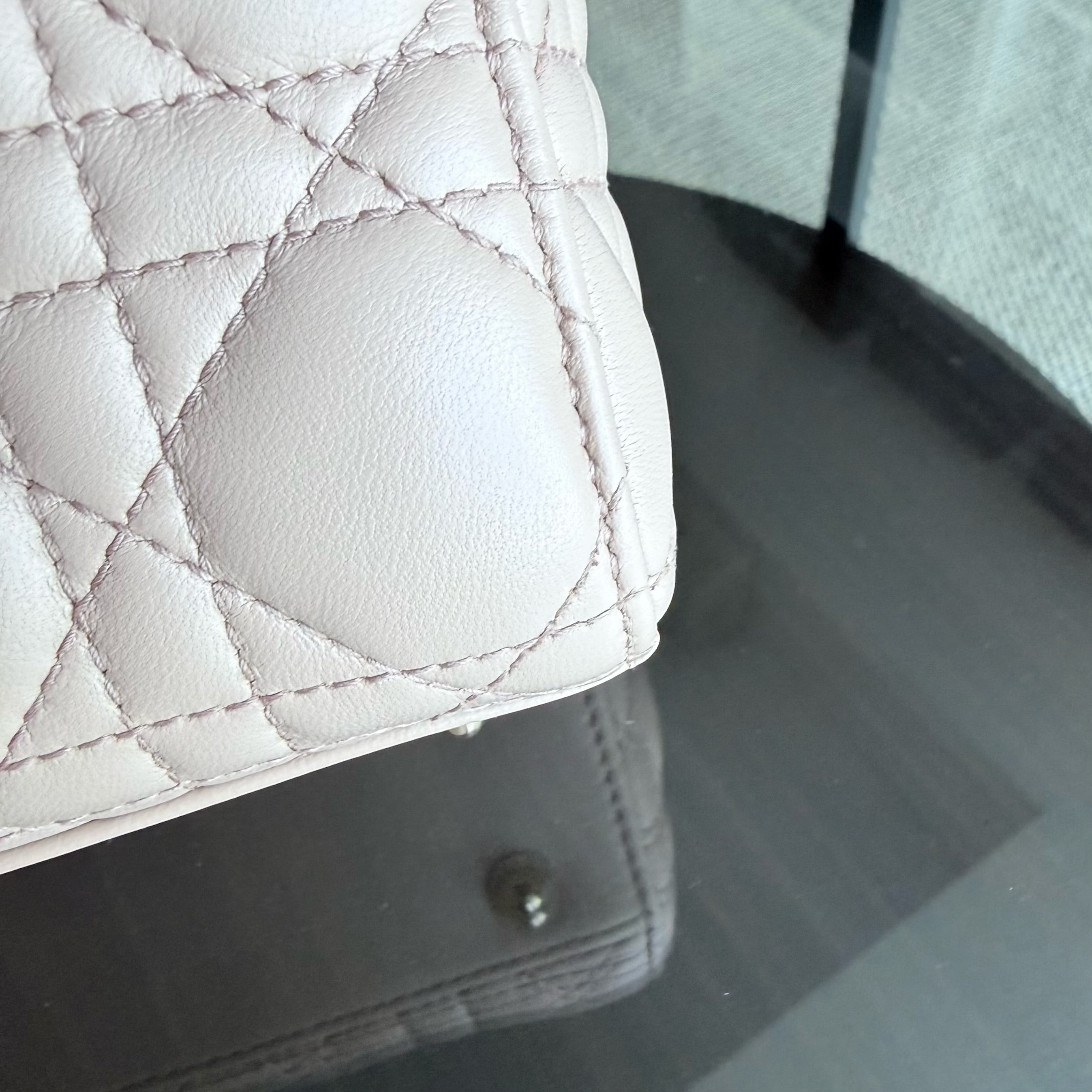 Dior Lady Small Flap - Cannage Lambskin Blush Beige Gold Hardware