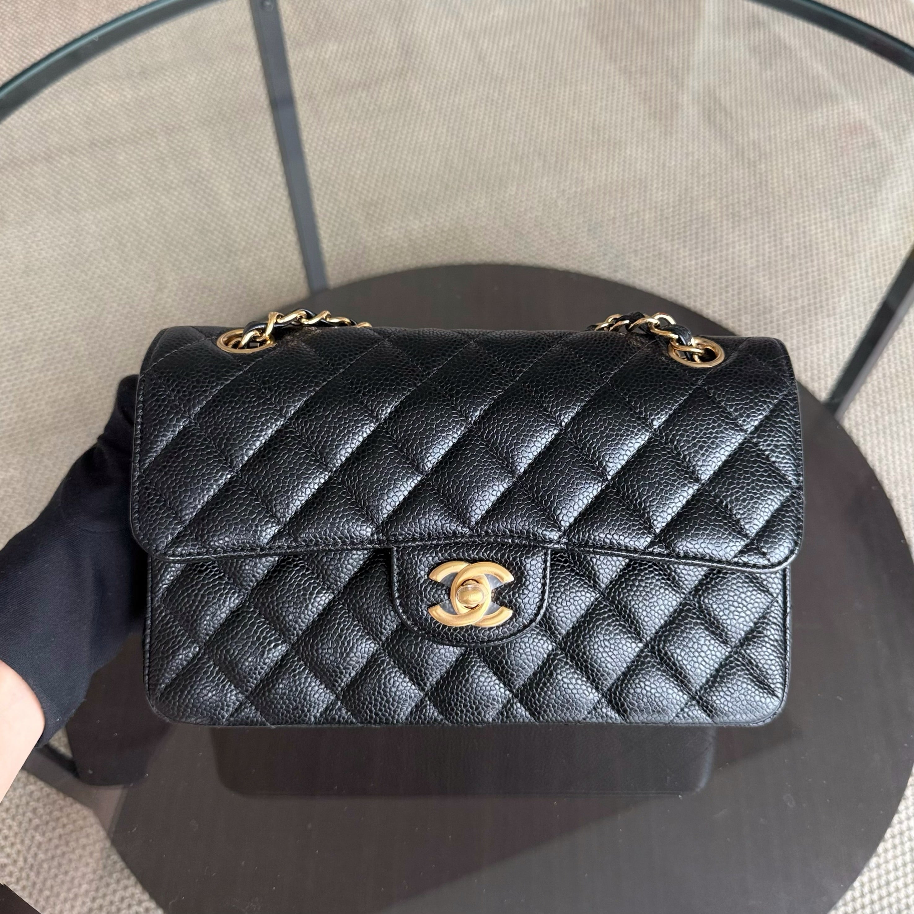 Chanel Classic Flap Small - Caviar 23CM Quilted Black Gold Hardware Series 24