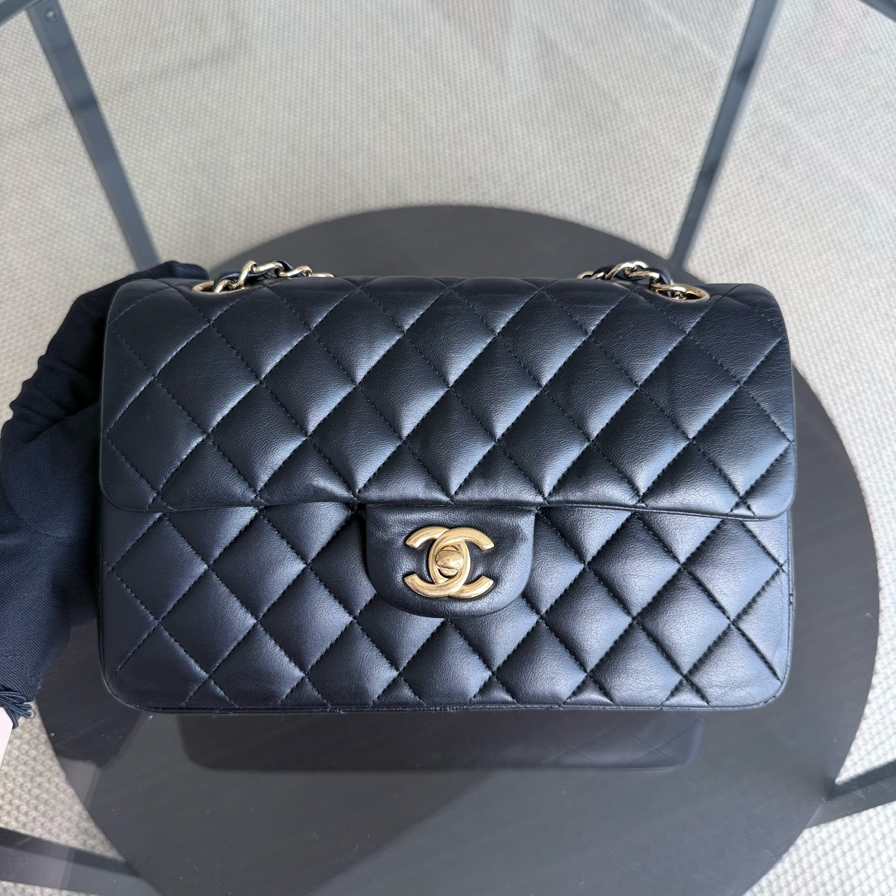 Chanel Classic Flap Small - 23CM Quilted Lambskin Black Gold Hardware Series 16