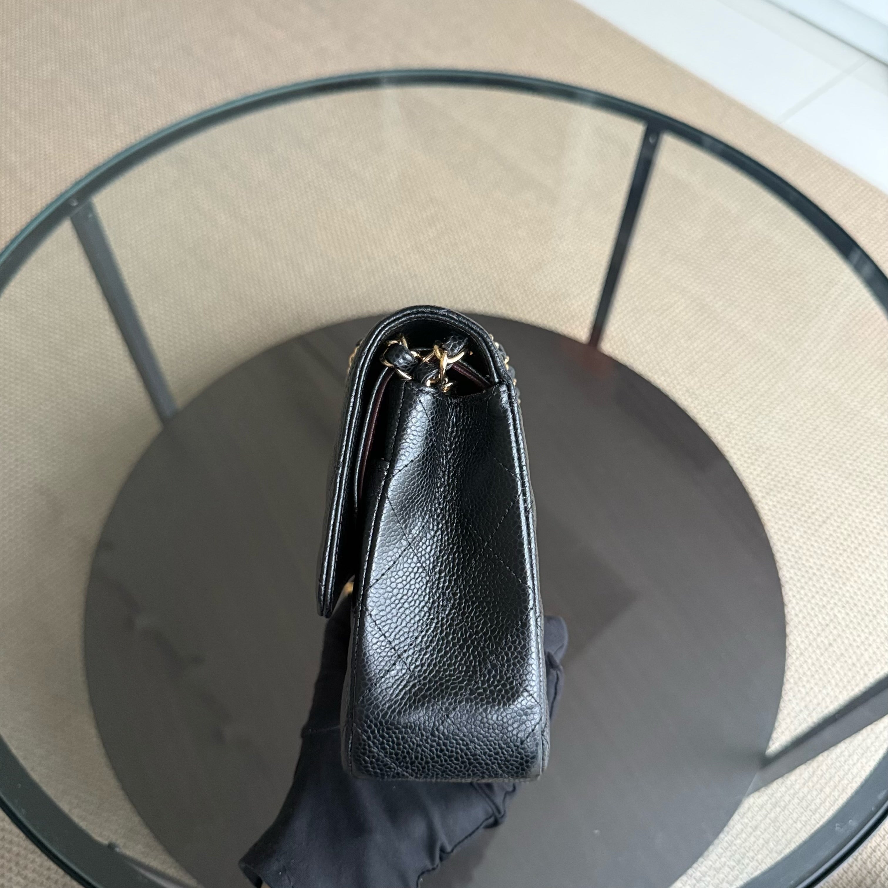 Chanel Classic Flap Medium - Caviar 25CM Quilted Grained Calfskin Black Gold Hardware Series 26