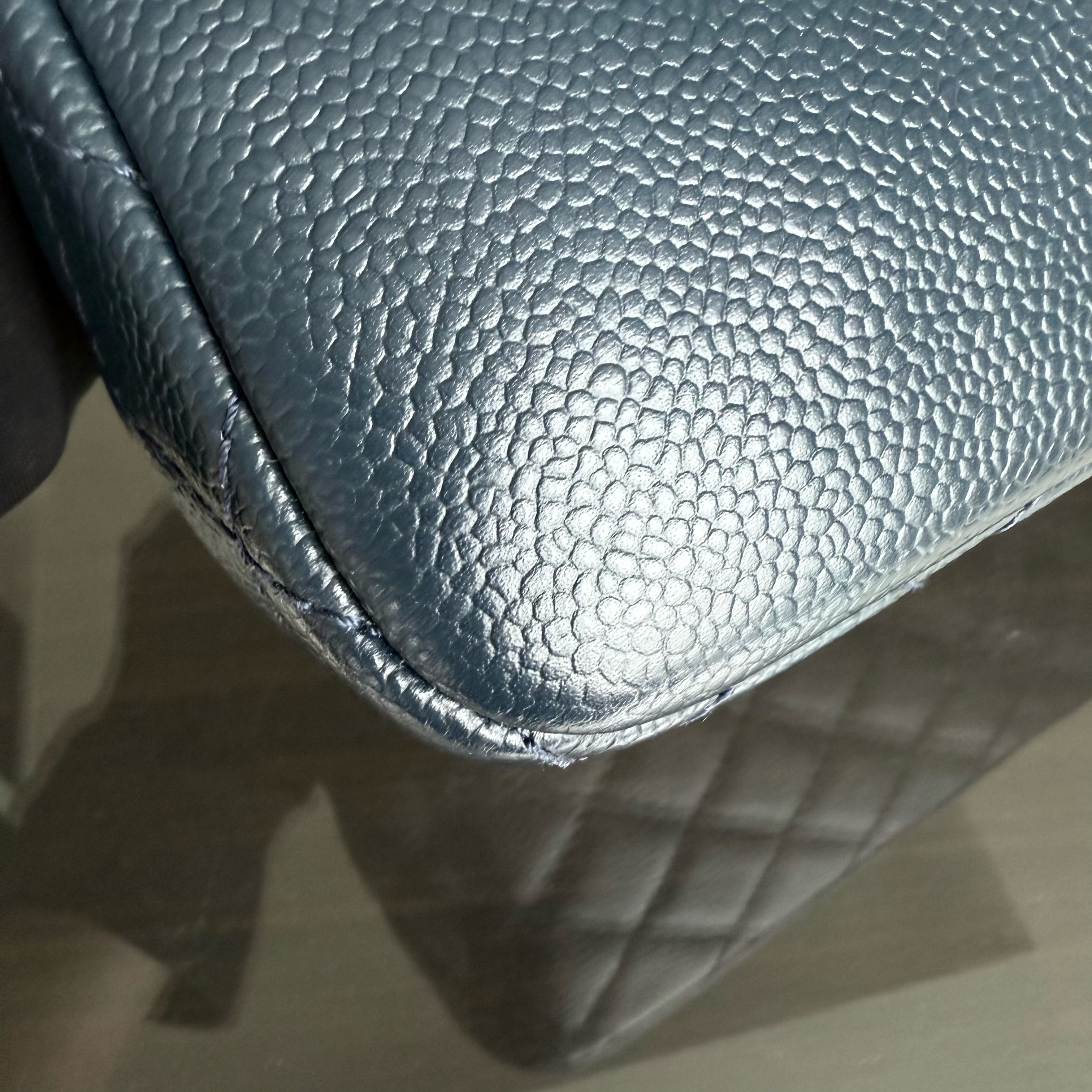 Chanel Seasonal Timeless CC Flap - Caviar 24CM Dark Blue Silver Hardware Series 15