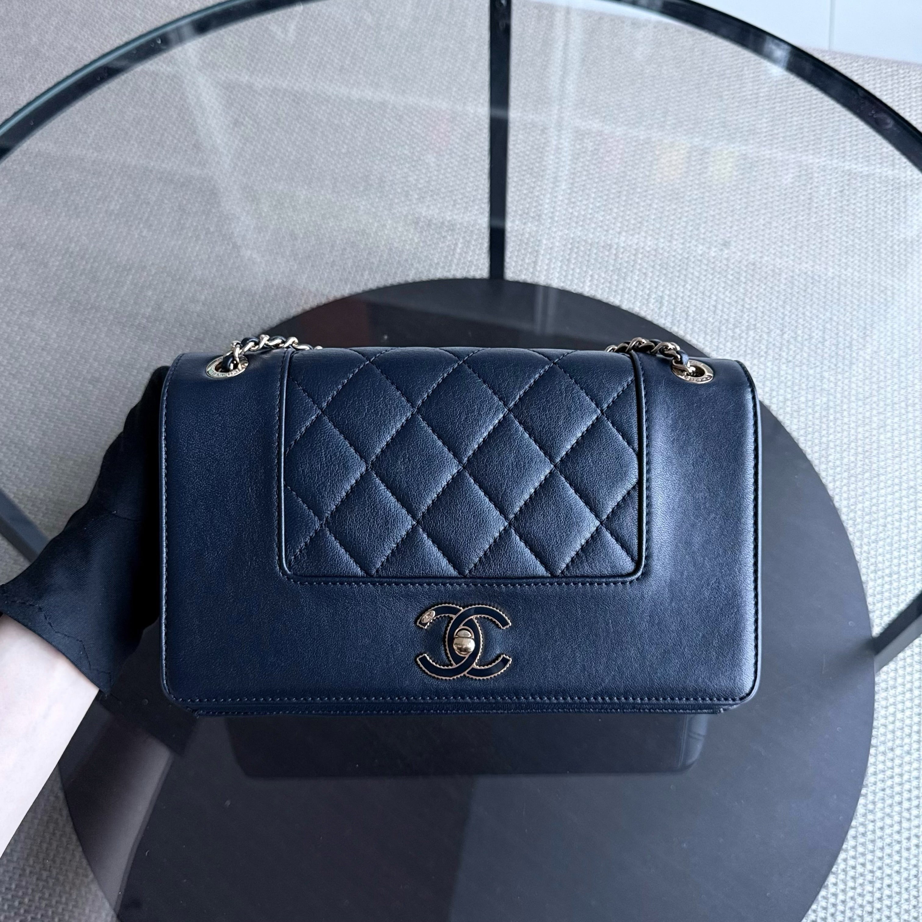 Chanel Mademoiselle Seasonal Flap - Cannage Calfskin Blue Gold Hardware Series 21