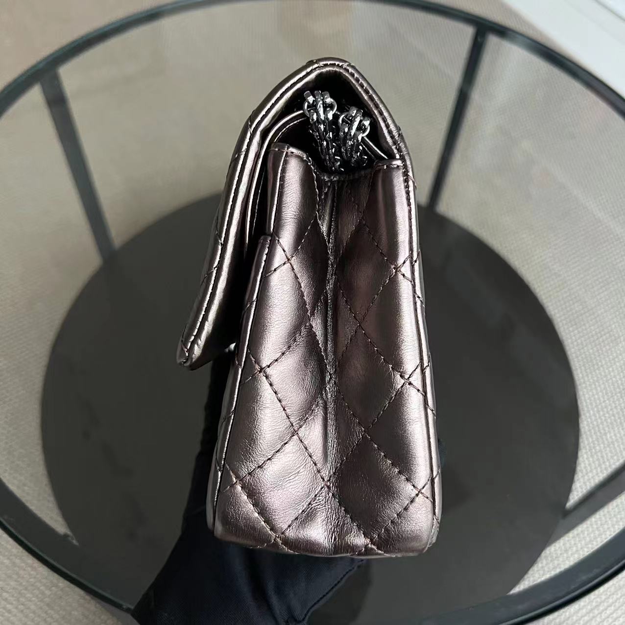 Chanel 2.55 Reissue 226 28CM Quilted Calfskin Metallic Bronze Silver Hardware Series 12