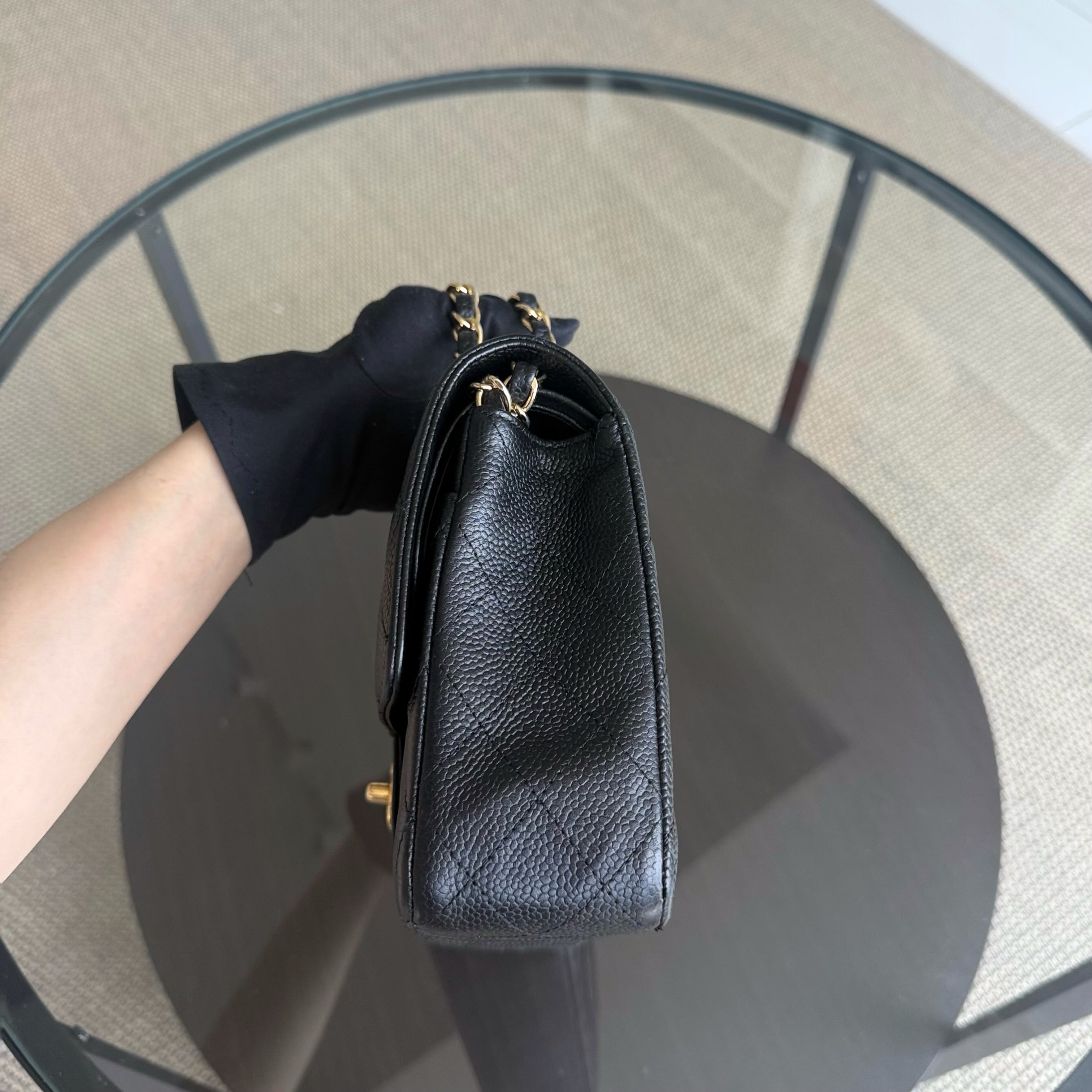 Chanel Classic Flap Medium - Caviar 25CM Quilted Grained Calfskin Black Gold Hardware Series 13