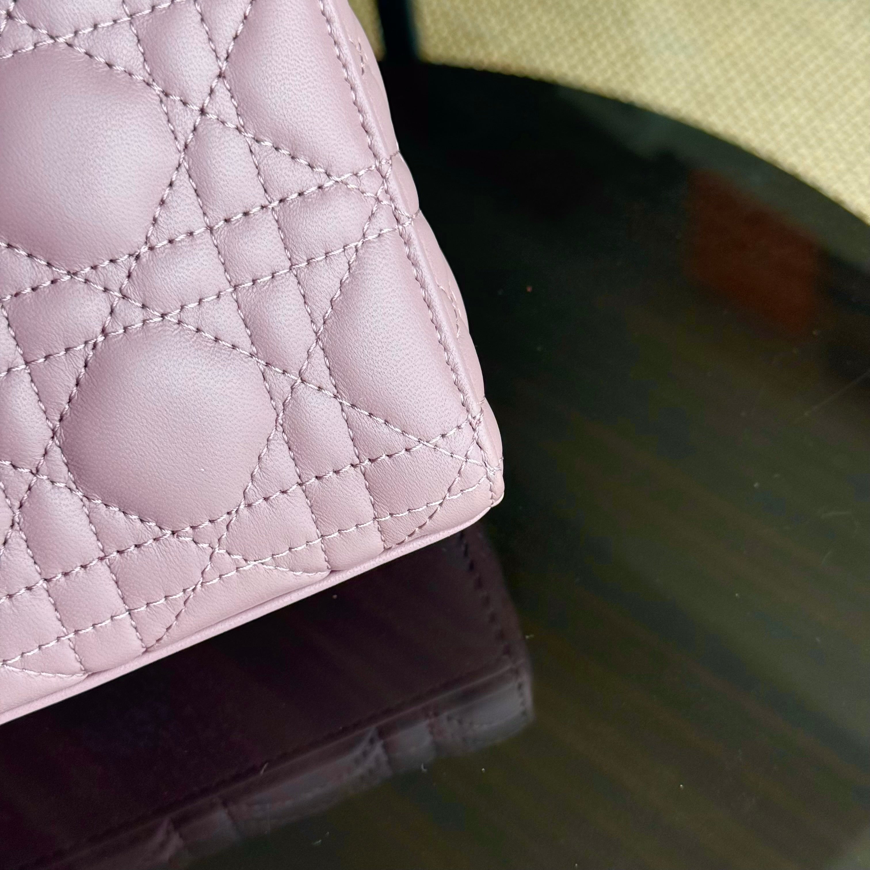 Dior D-Joy Medium - Cannage Lambskin Blush Pink Gold Hardware