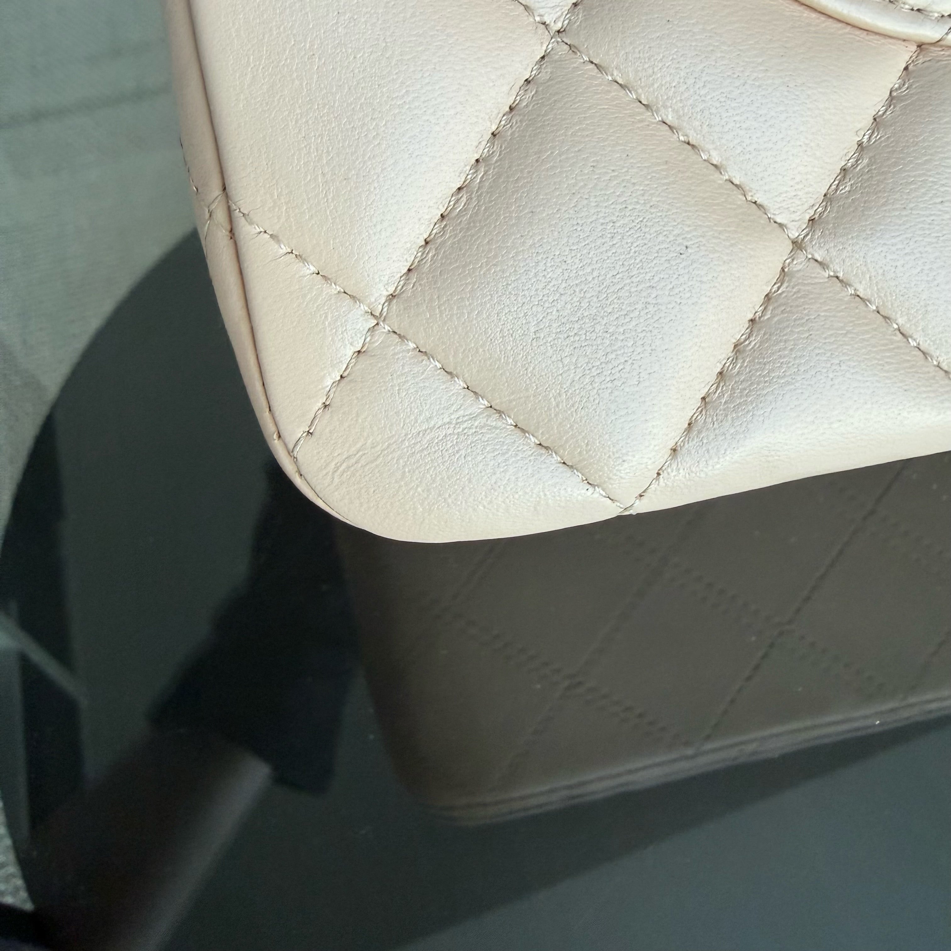 Chanel Classic Flap Jumbo - 30CM Single Flap Quilted Lambskin Beige Gold Hardware Series 13