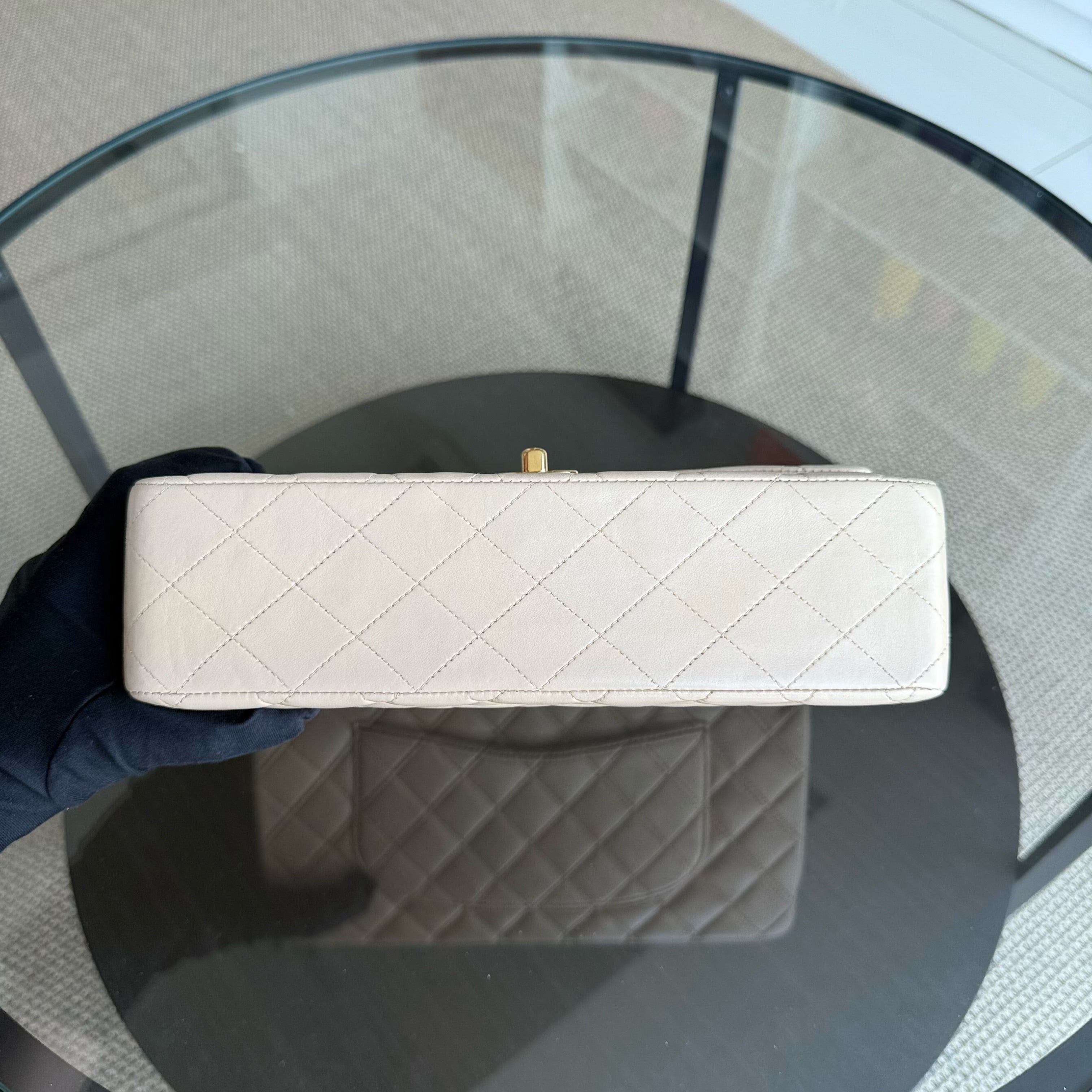 Chanel Classic Flap Medium - 25CM Quilted Lambskin Beige Gold Hardware Series 13