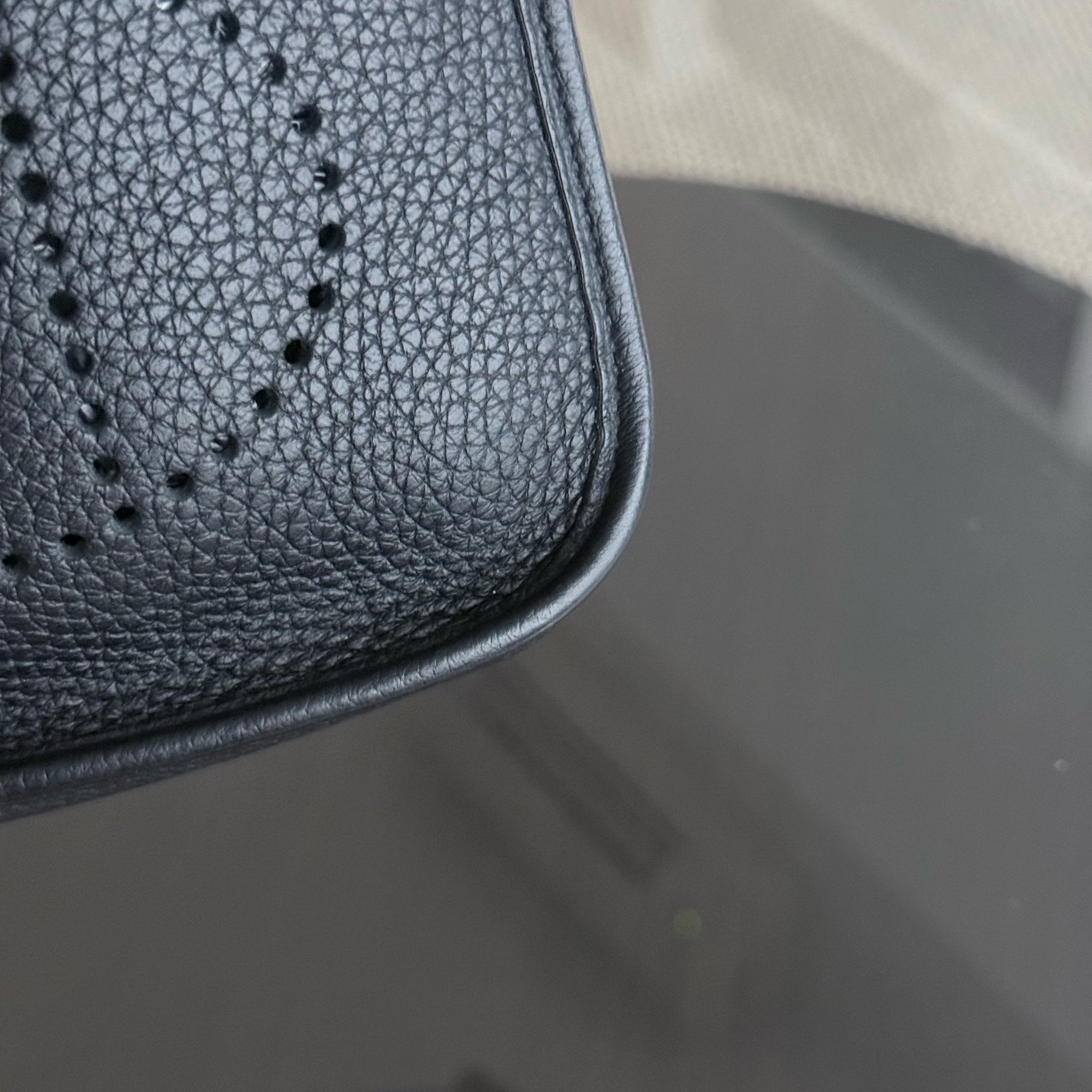 Hermes Evelyn Mini - Clemence Y Stamp Black Gold Hardware