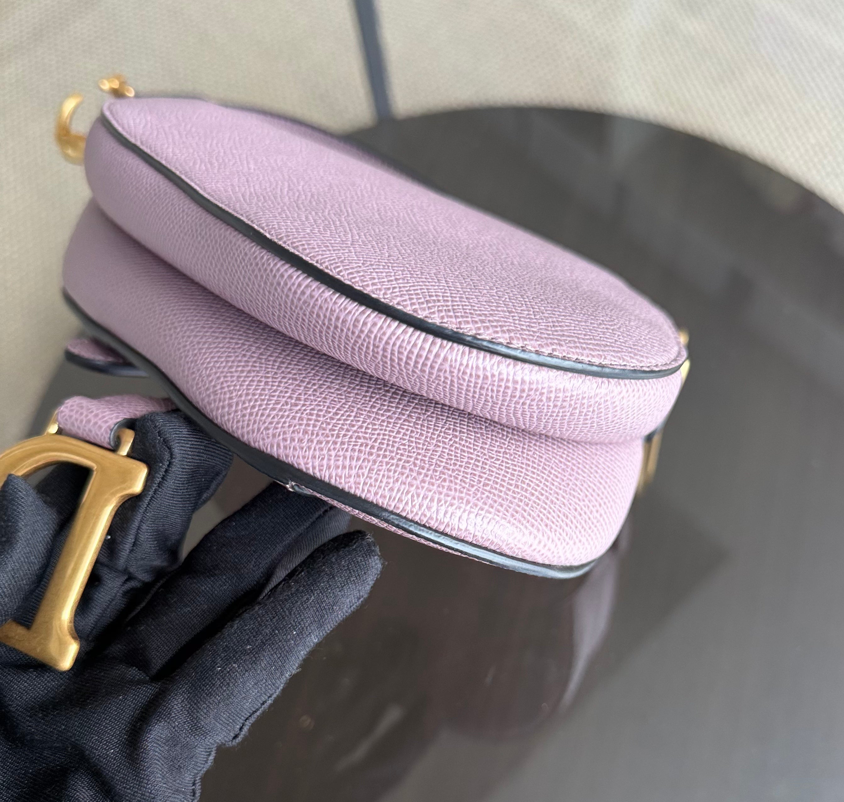 Dior Saddle Small - Grained Calfskin Adjustable Starp Nude Pink Gold Hardware