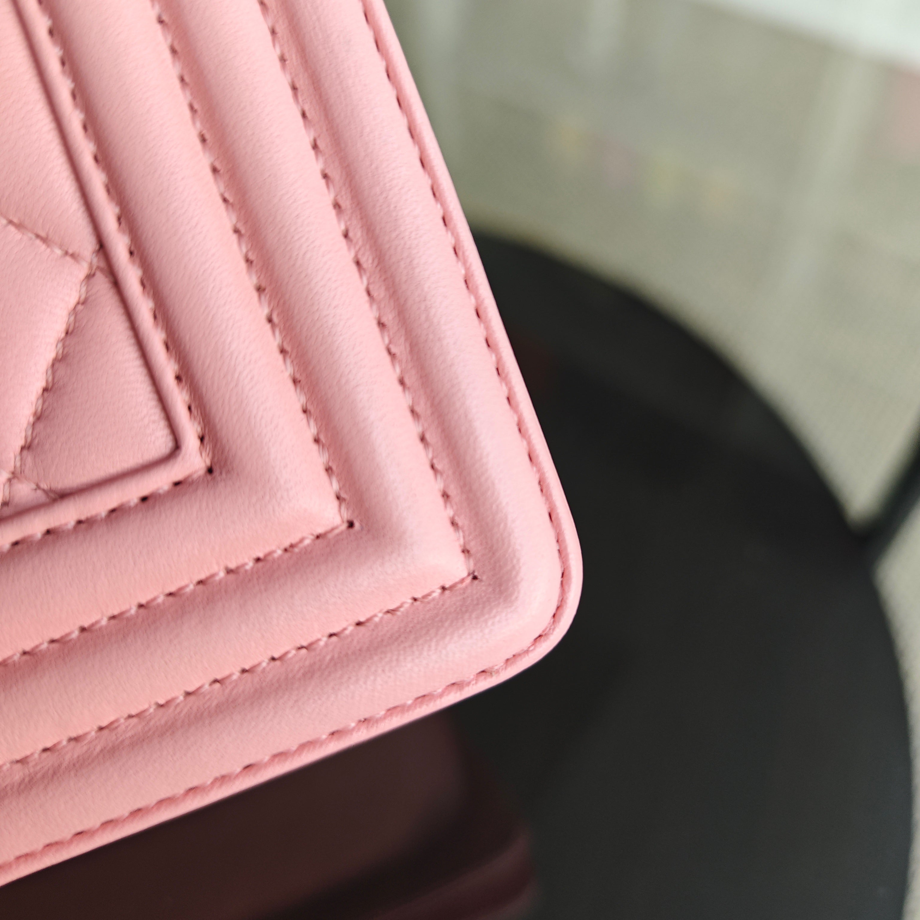 Chanel Boy Medium - Quilted Lambskin Light Pink Ruthenium Silver Hardware Series 20