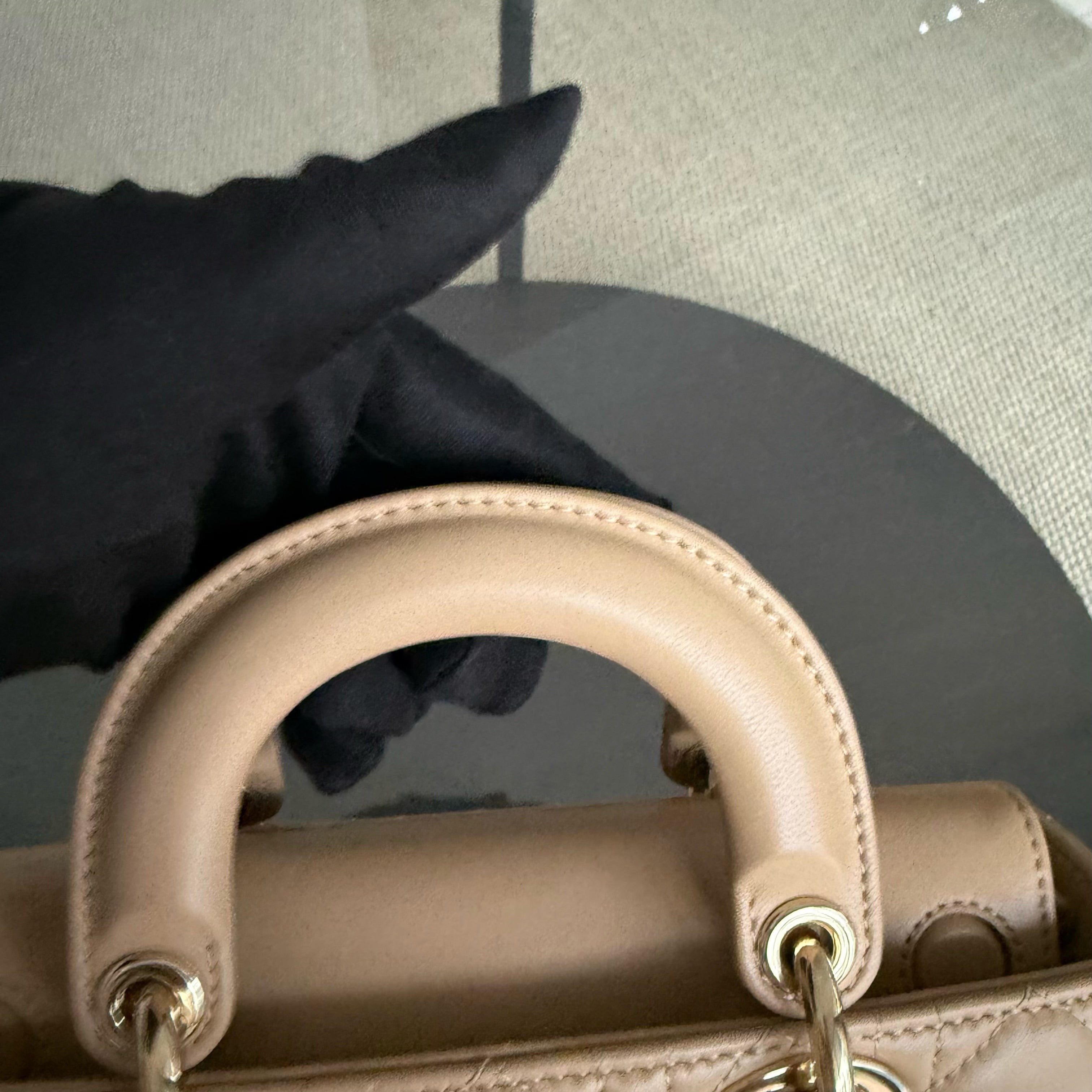Dior D-Joy Small Lady - Cannage Lambskin Caramel Beige Gold Hardware