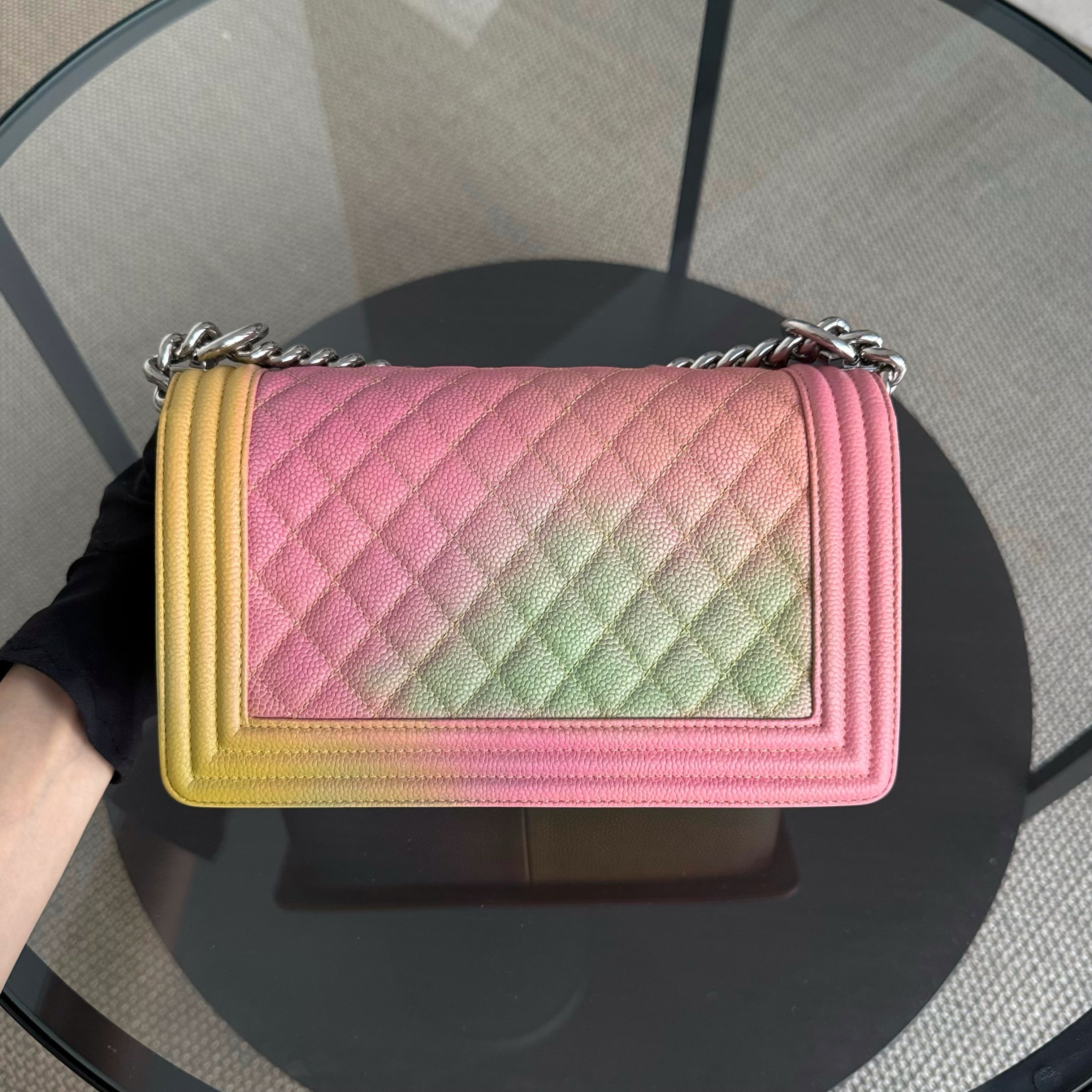 Chanel Boy Medium - Caviar 25CM Quilted Grained Calfskin Rainbow Limited Edition Series 23
