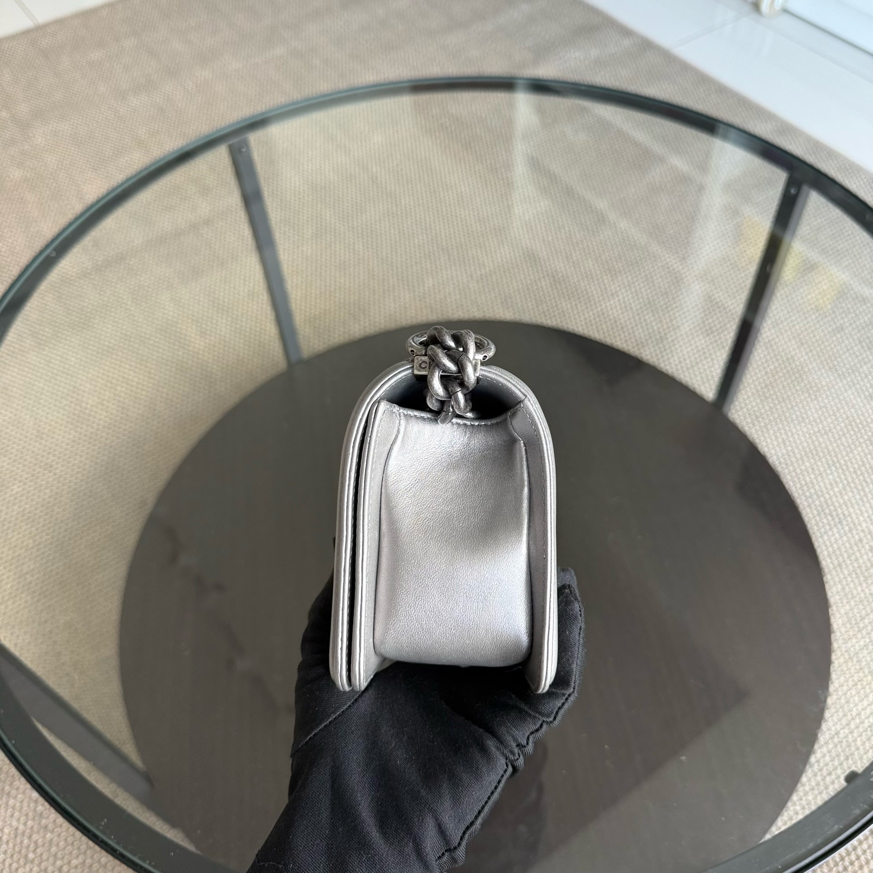 Chanel Boy Small - Stingray Pink Ruthenium Silver Hardware Series 20