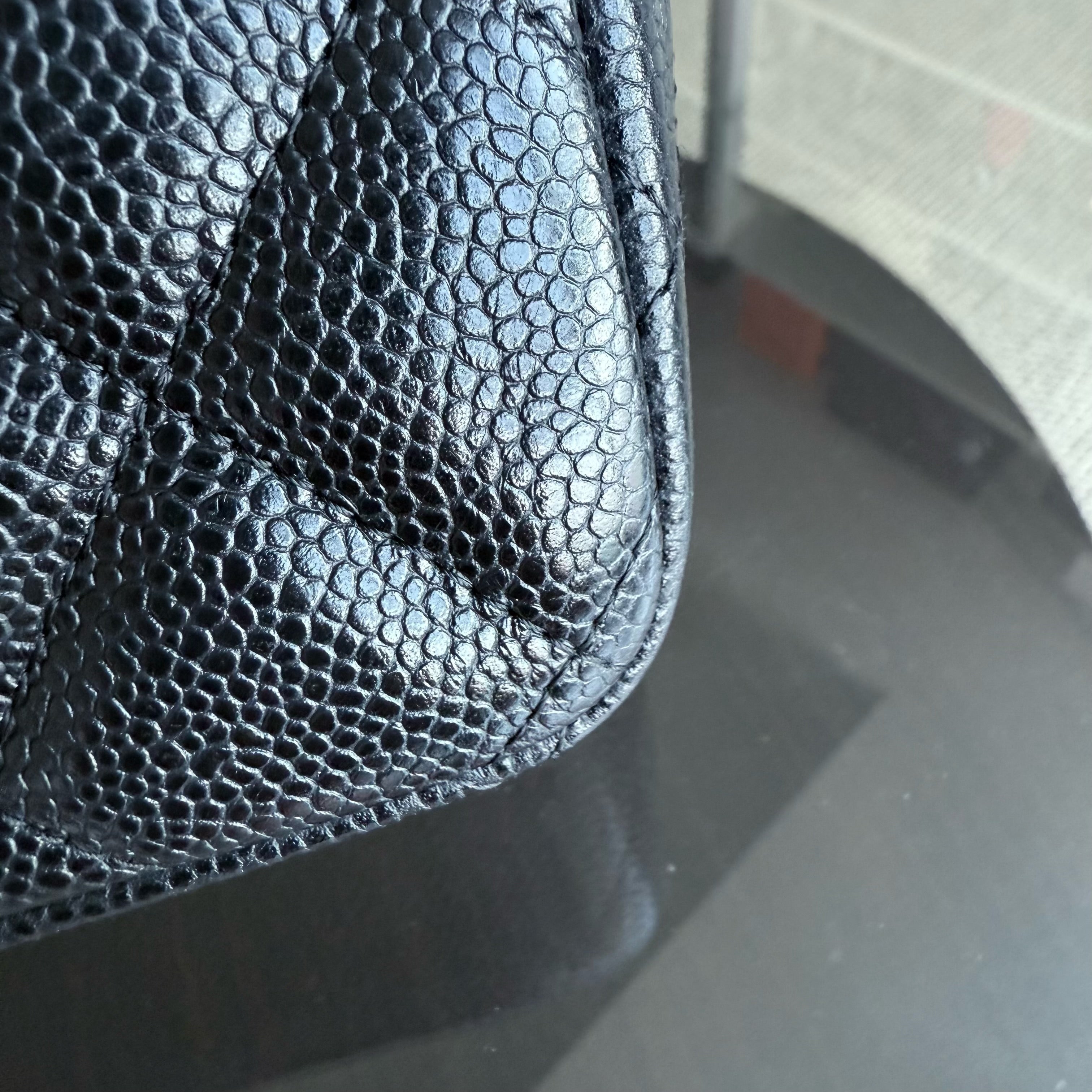 Chanel Classic Flap Jumbo - Caviar Quilted Grained Calfskin Black Silver Hardware Series 14
