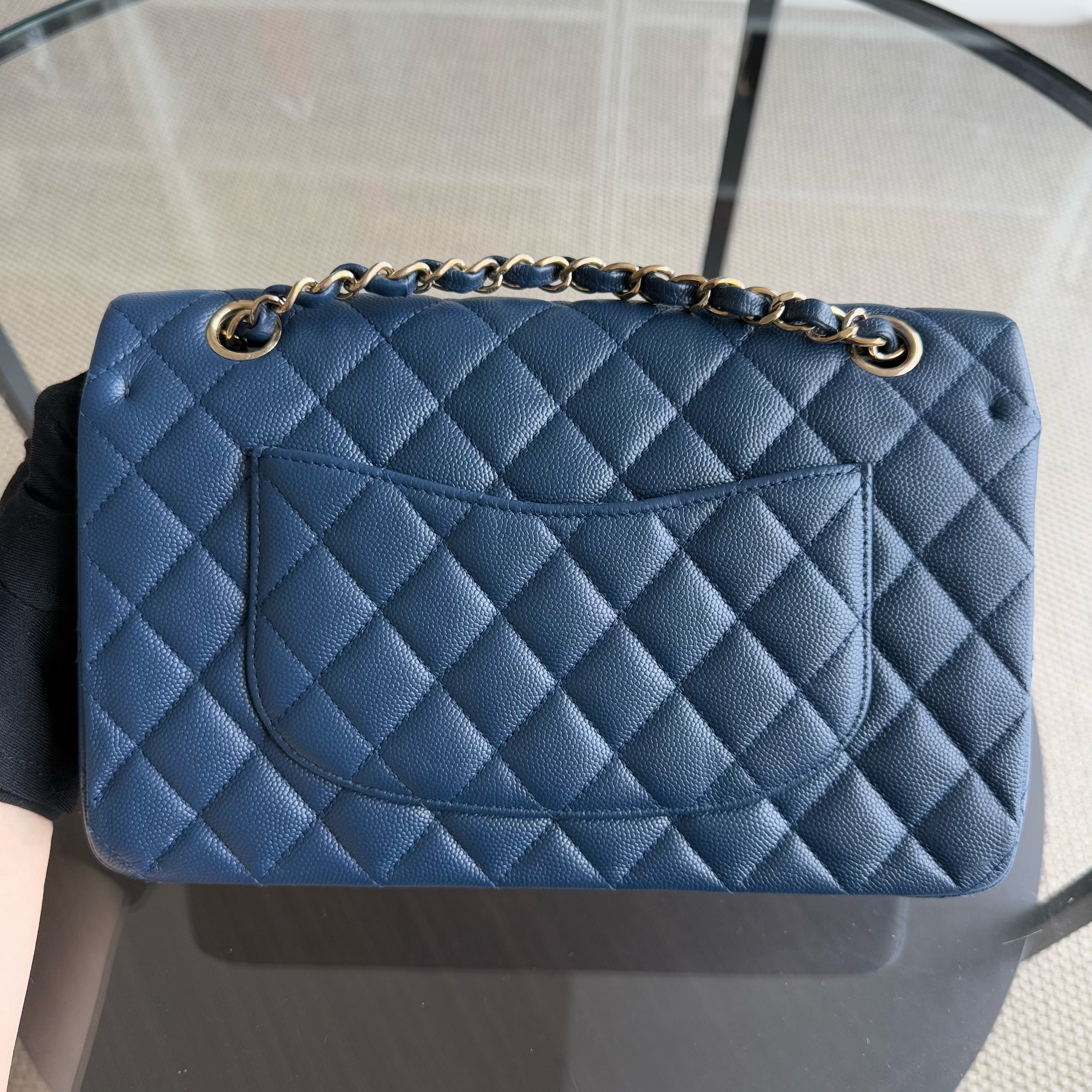 Chanel Classic Flap Medium - Caviar 25CM Quilted Dark Blue Gold Hardware Series 27