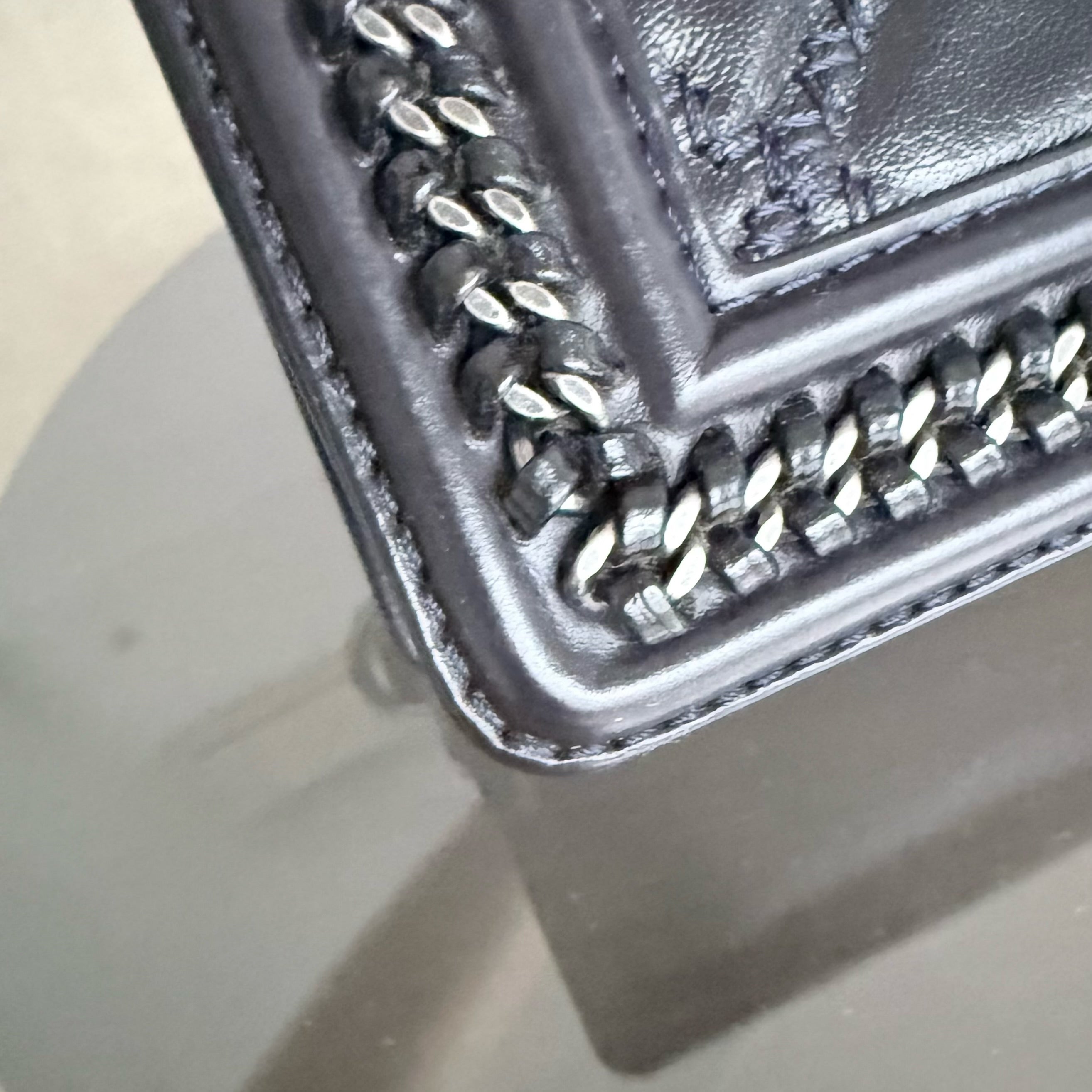 Chanel Boy Small Handle - 20CM Calfskin Chain Around Top Handle Limited Edition Dark Blue Ruthenium Silver Hardware Series 21