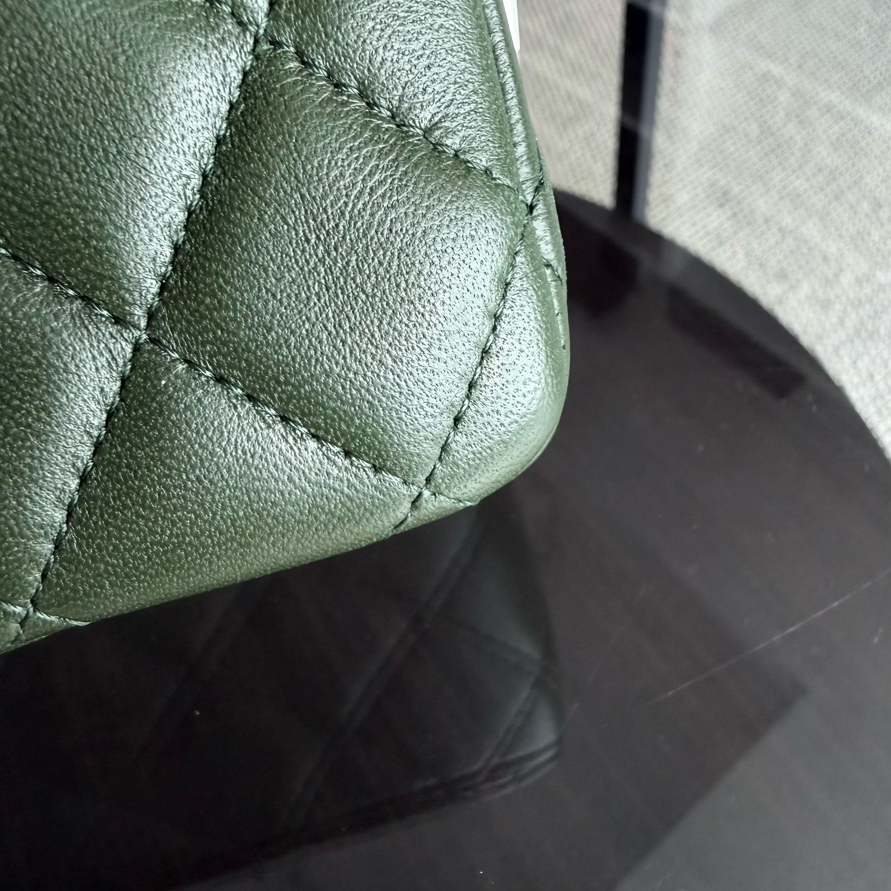 Chanel Classic Flap Medium - 25CM Quilted Lambskin Dark Green Silver Hardware Series 12