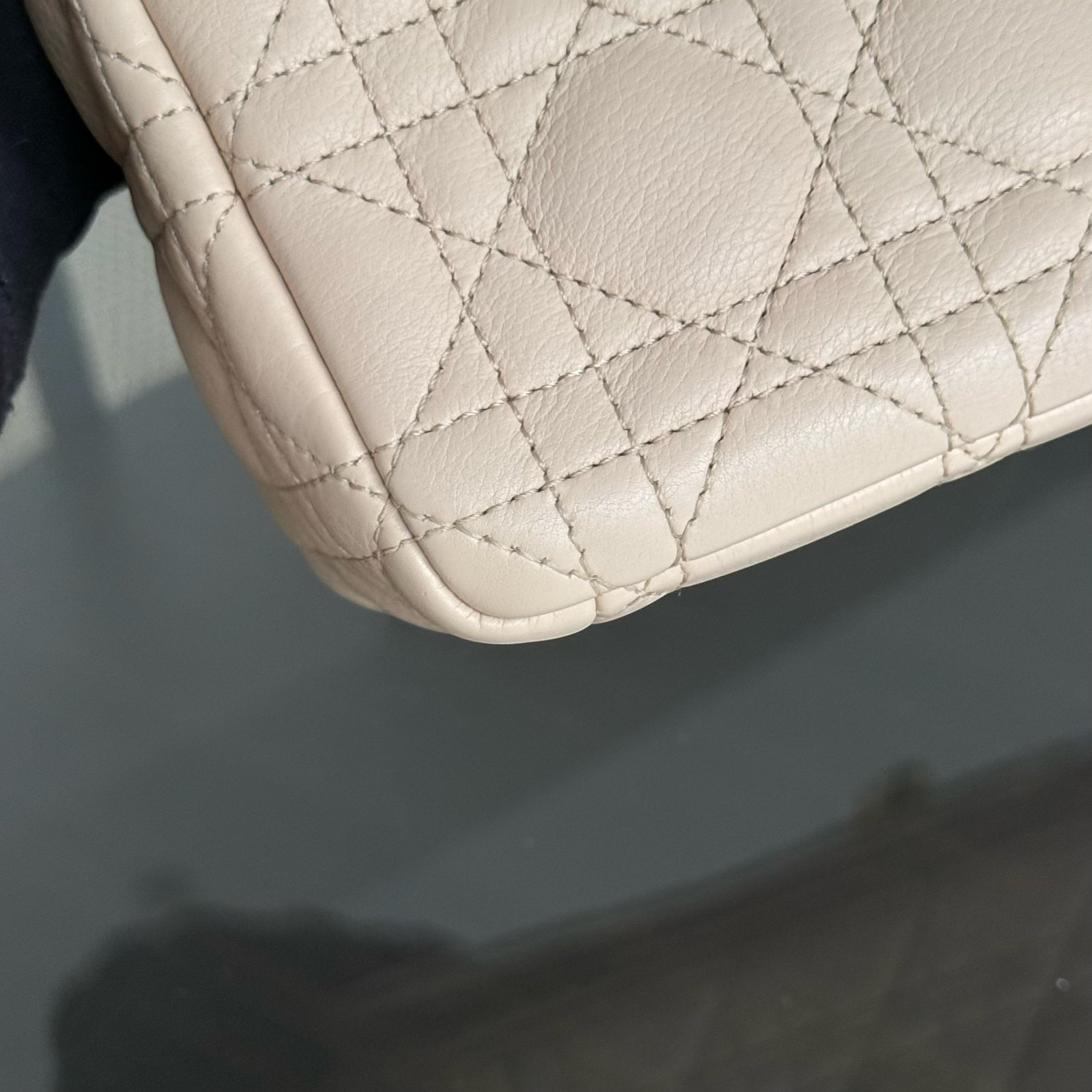 Dior Caro Medium - Cannage Grained Calfskin Beige Gold Hardware