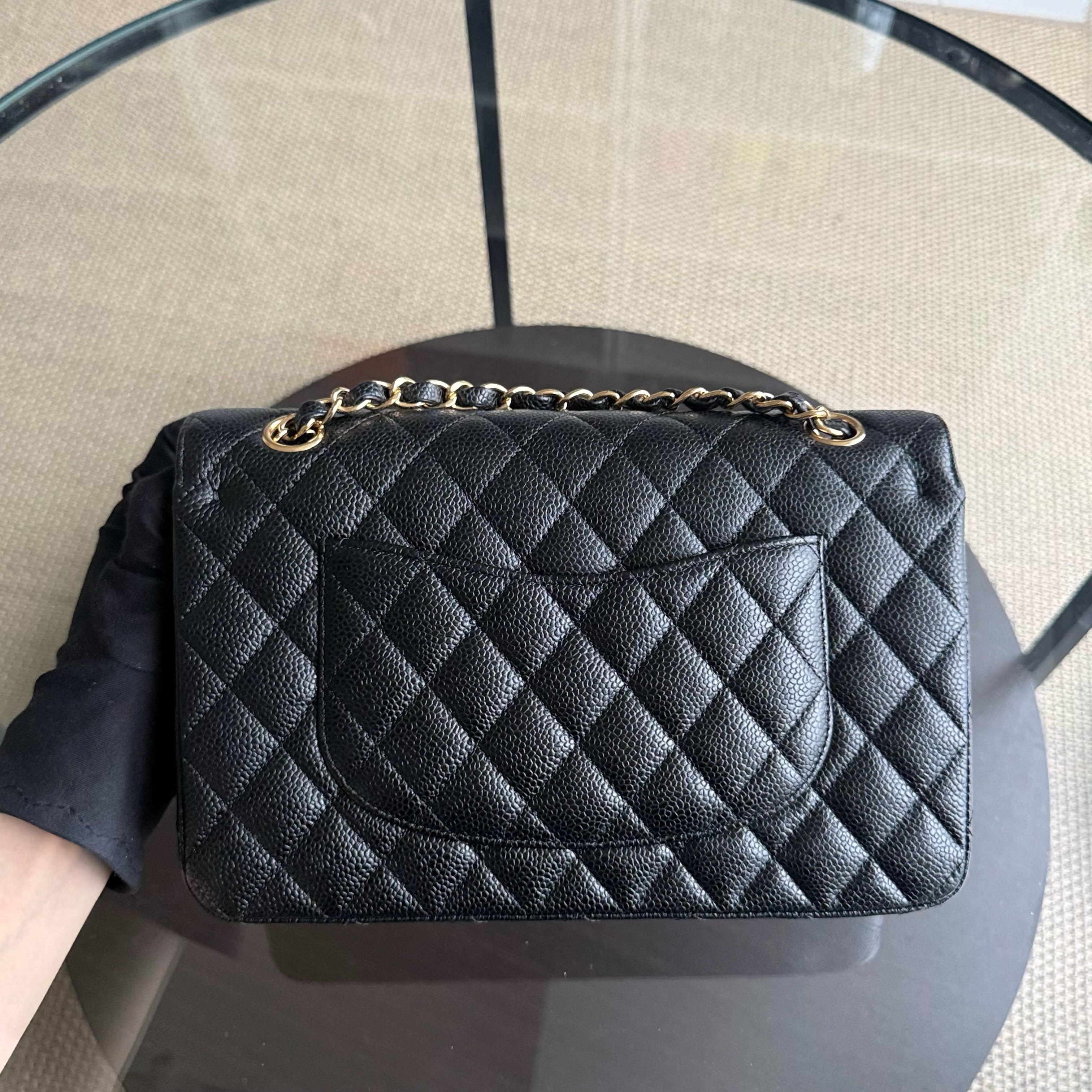 Chanel Classic Flap Medium - Caviar 25CM Quilted Grained Calfskin Black Gold Hardware Series 26
