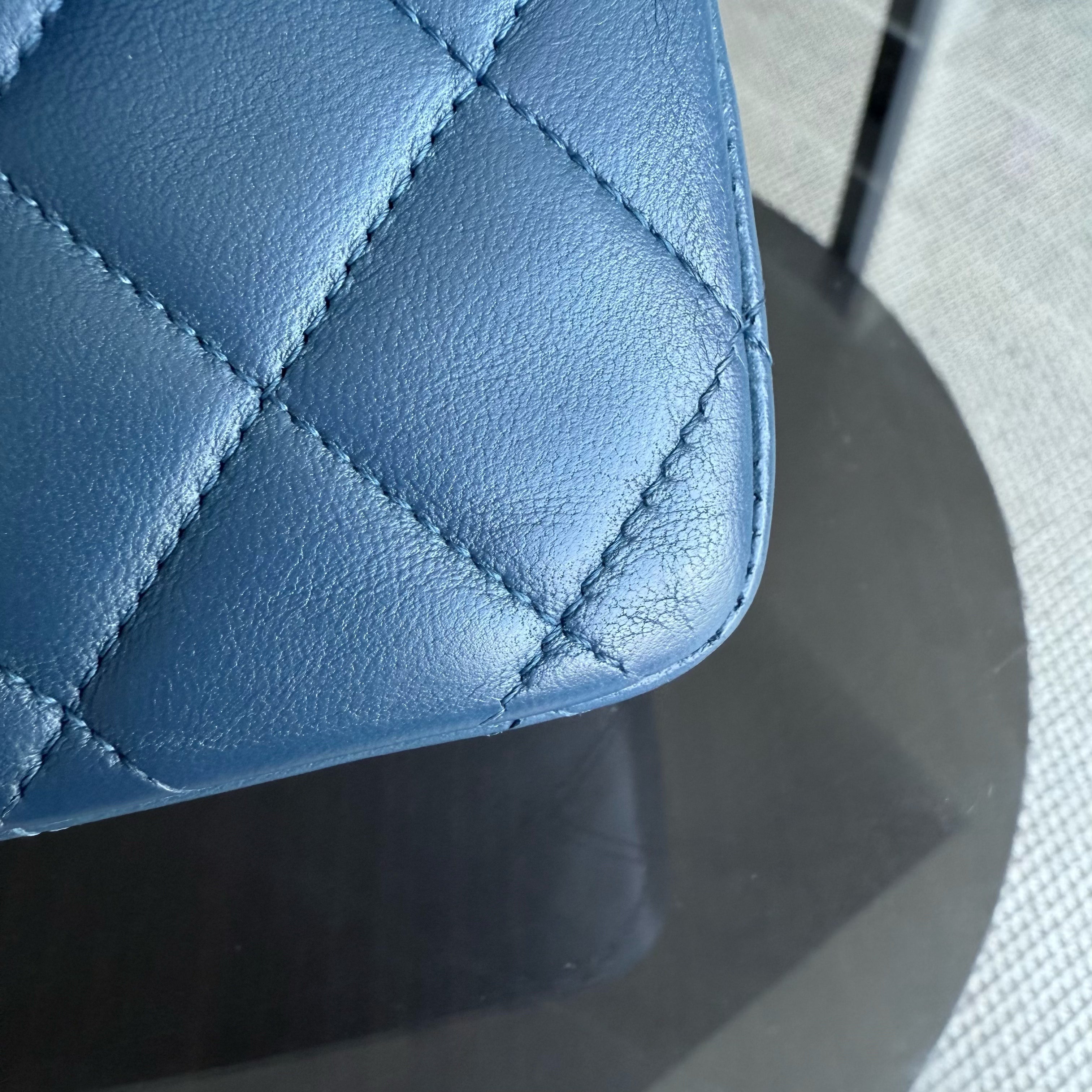 Chanel Classic Flap Medium - 25CM Quilted Lambskin Blue Gold Hardware Series 13