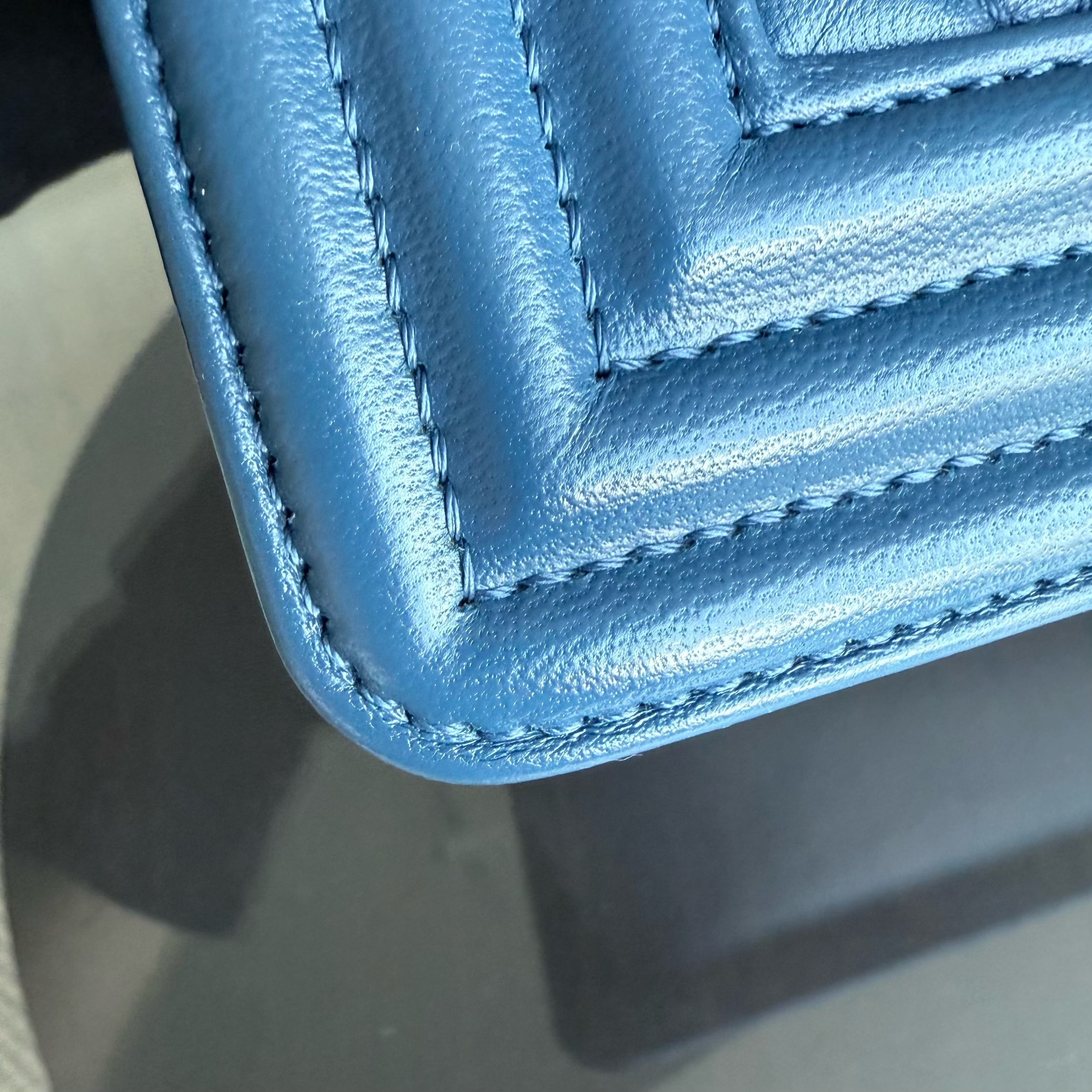 Chanel Boy Old Medium - Quilted Lambskin Blue Gold Hardware Series 23