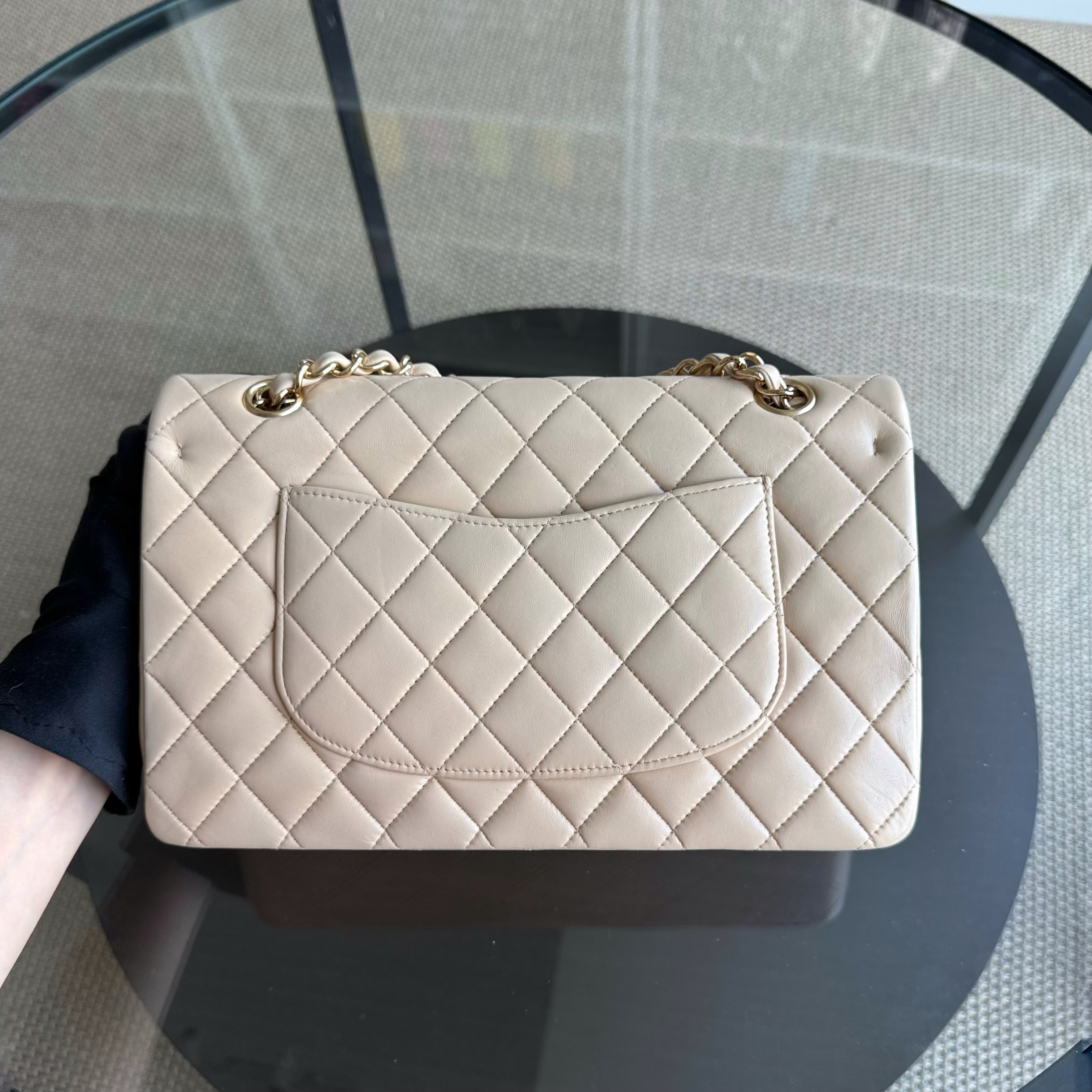 Chanel Classic Flap Medium - 25CM Quilted Lambskin Beige Gold Hardware Series 13
