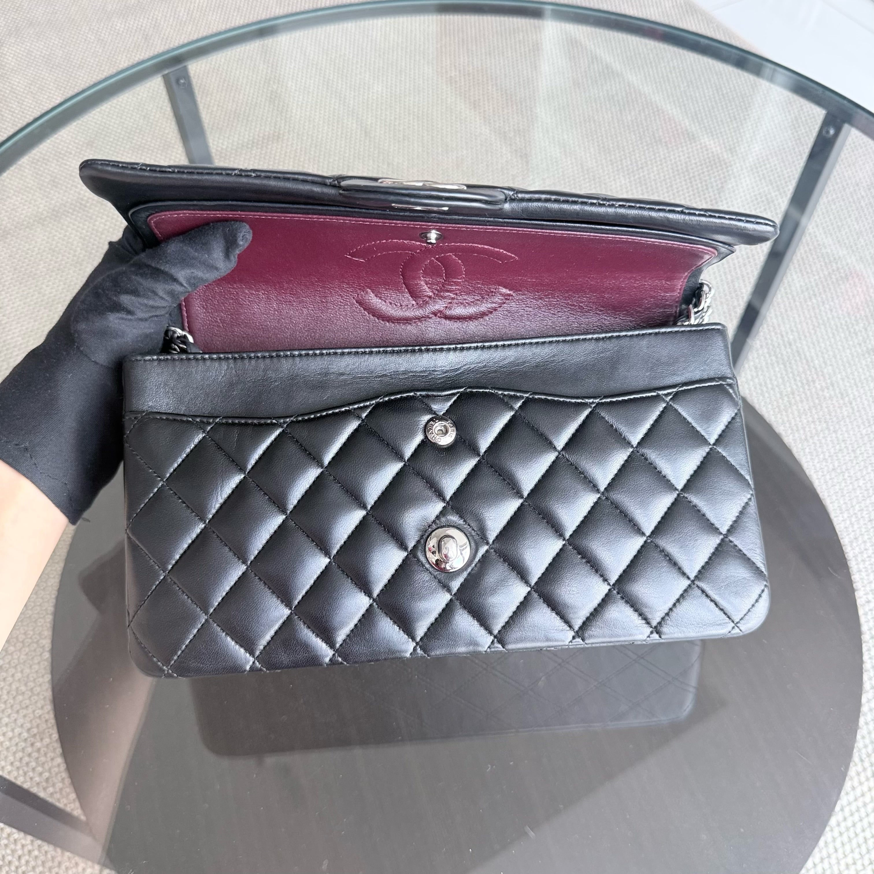 Chanel Classic Flap Medium - 25CM Quilted Lambskin Black Silver Hardware Series 15