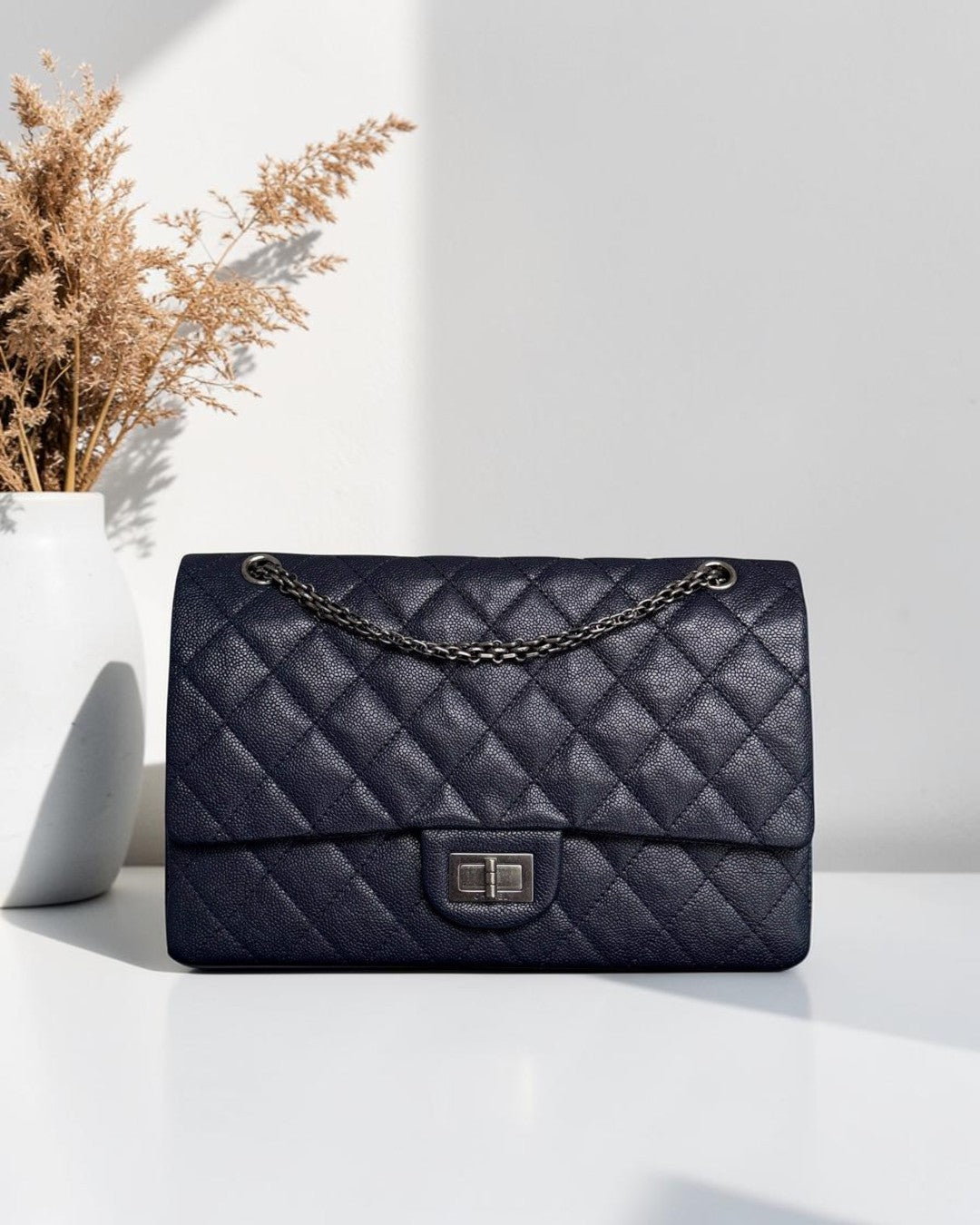 Chanel 2.55 Reissue 227 - Caviar Quilted Dark Blue Ruthenium Silver Hardware