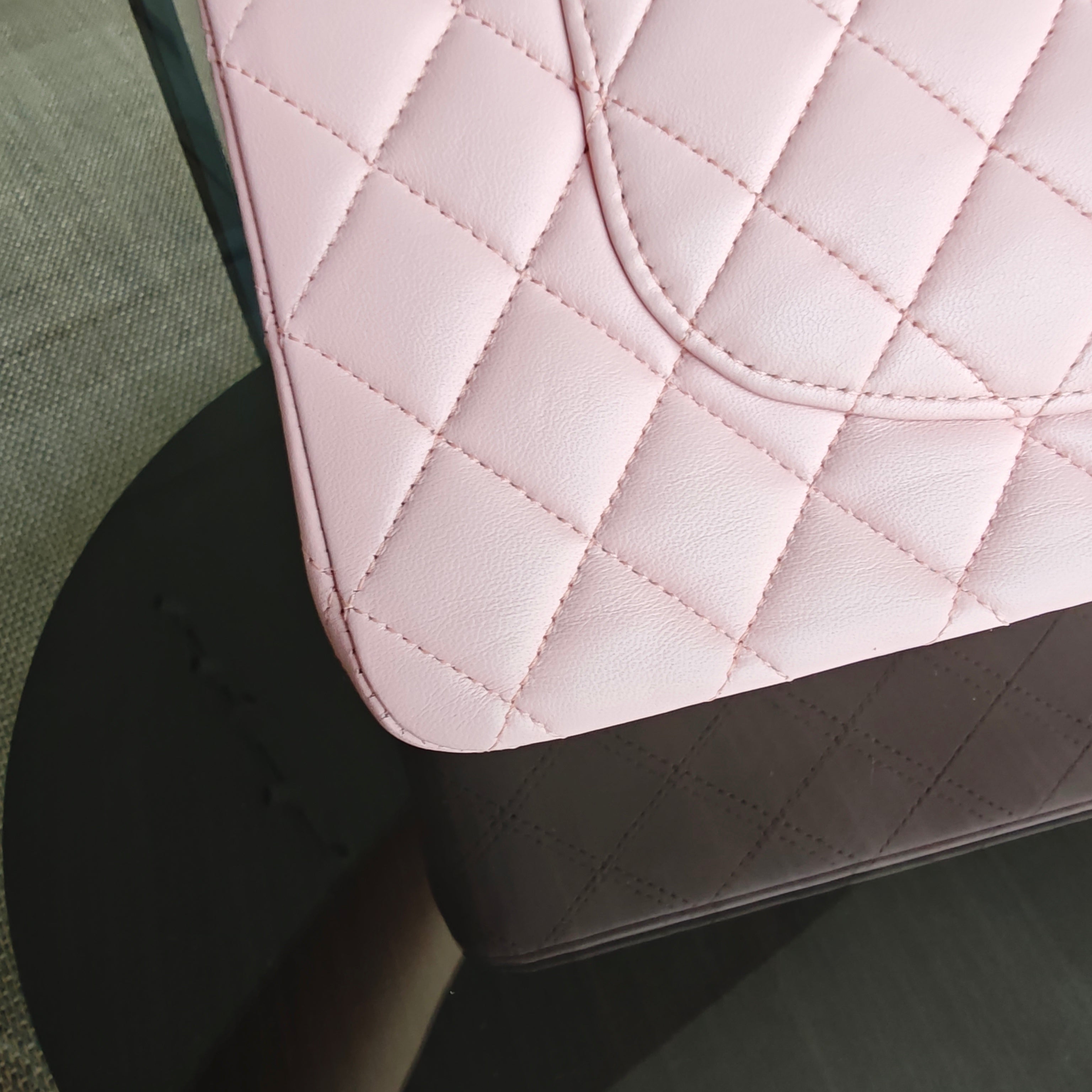 Chanel Classic Flap Medium - 25CM Quilted Lambskin Light Sakura Pink Silver Hardware Series 22