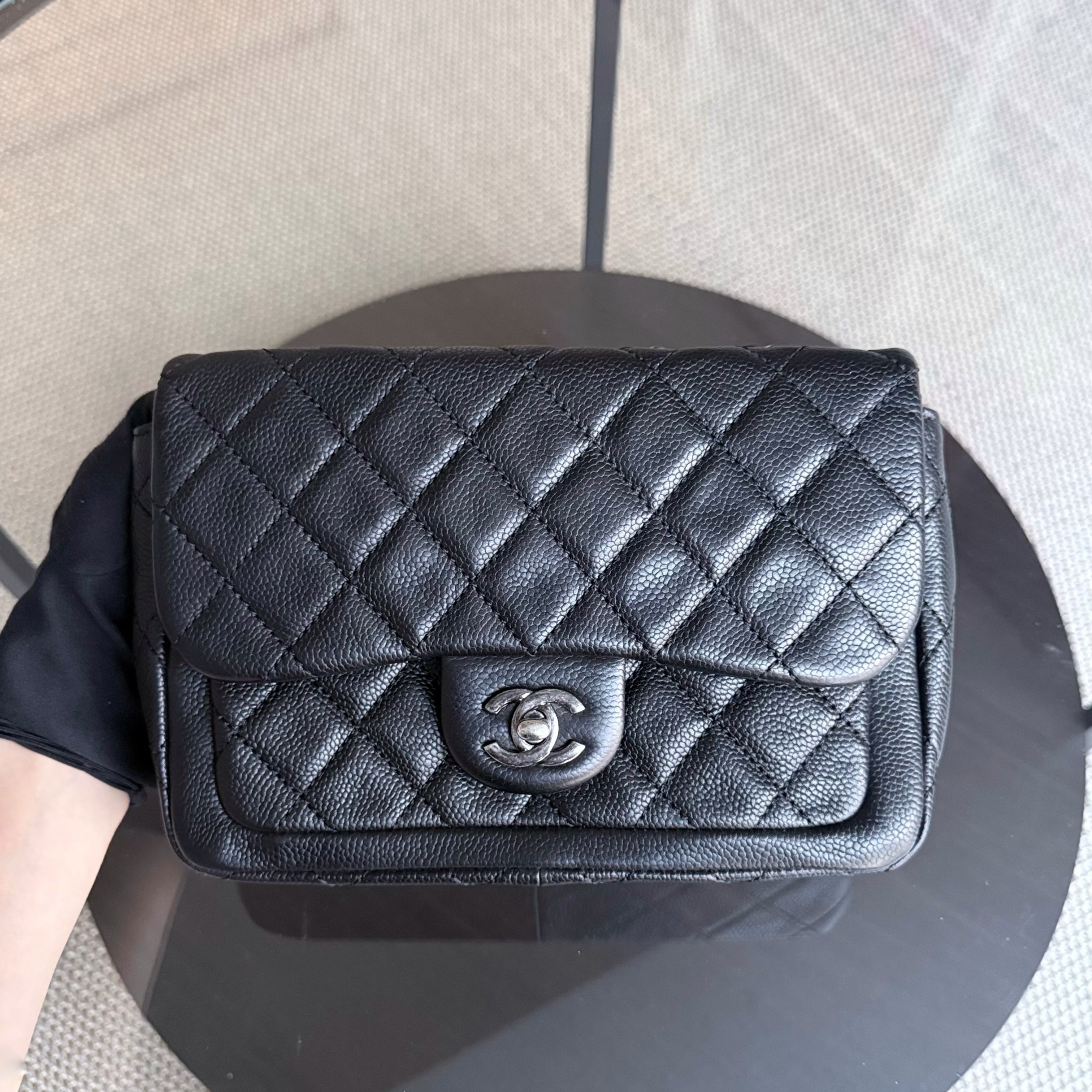 Chanel Seasonal Flap - 24CM Caviar Grained Calfskin Black Silver Hardware Series 18
