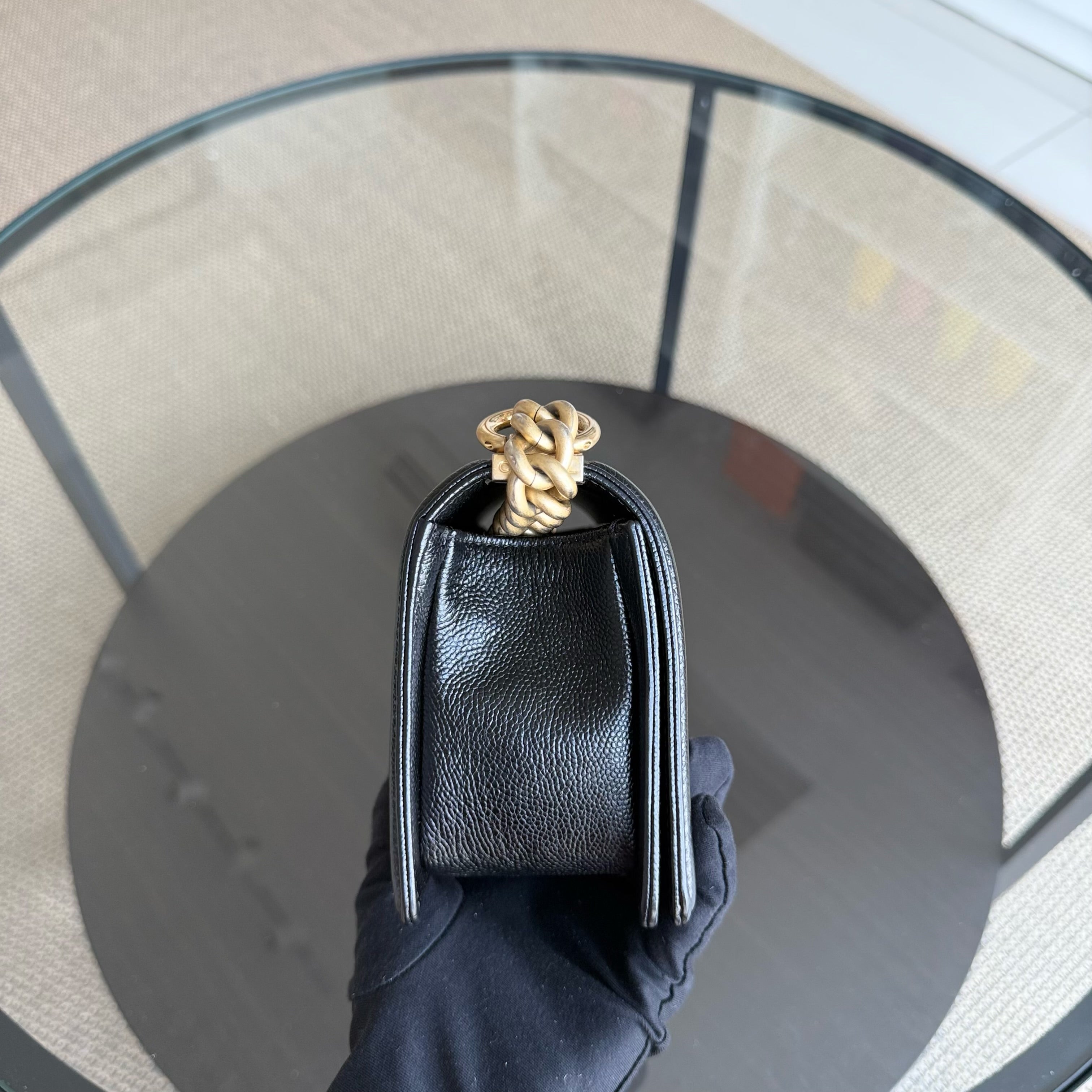 Chanel Boy Small - Caviar 20CM Quilted Black Gold Hardware Series 24