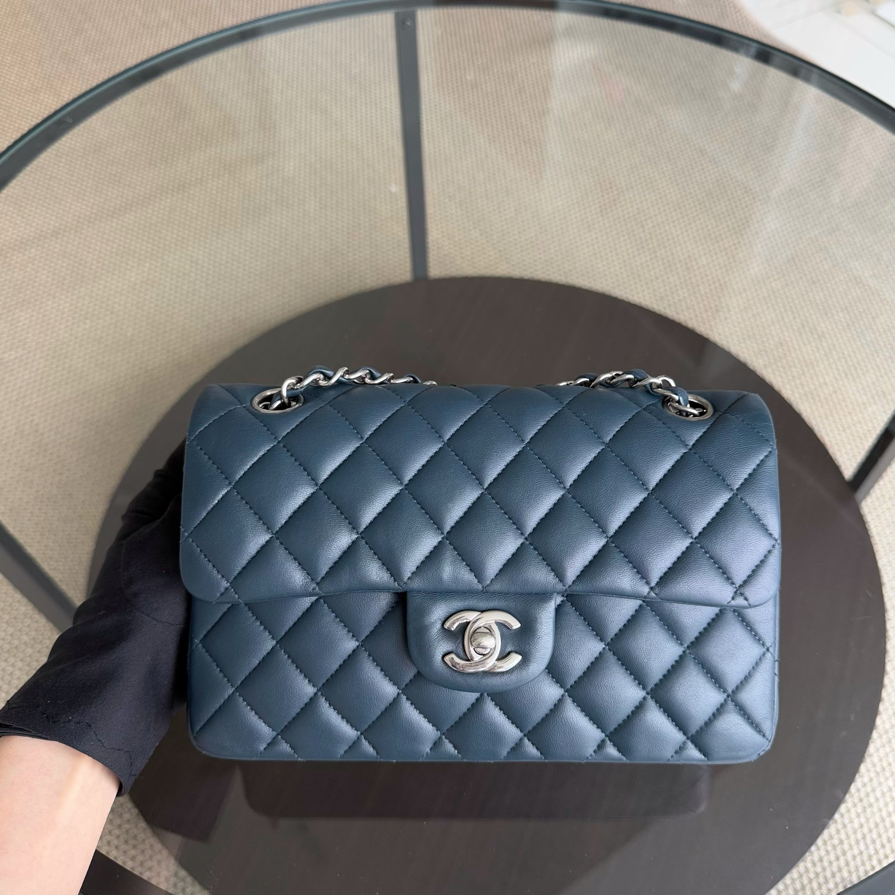 Chanel Classic Flap Small - 23CM Quilted Lambskin Dark Blue Silver Hardware Series 26